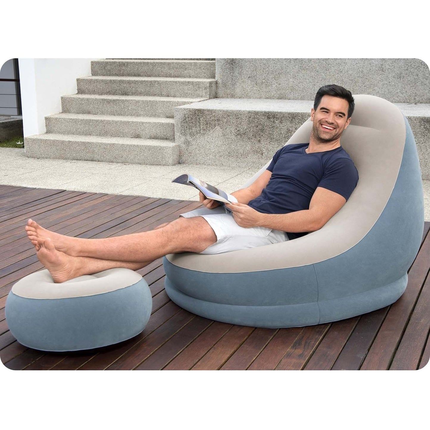 Inflatable chair with footrest 122 x 94 x 81 cm Bestway 75053 red