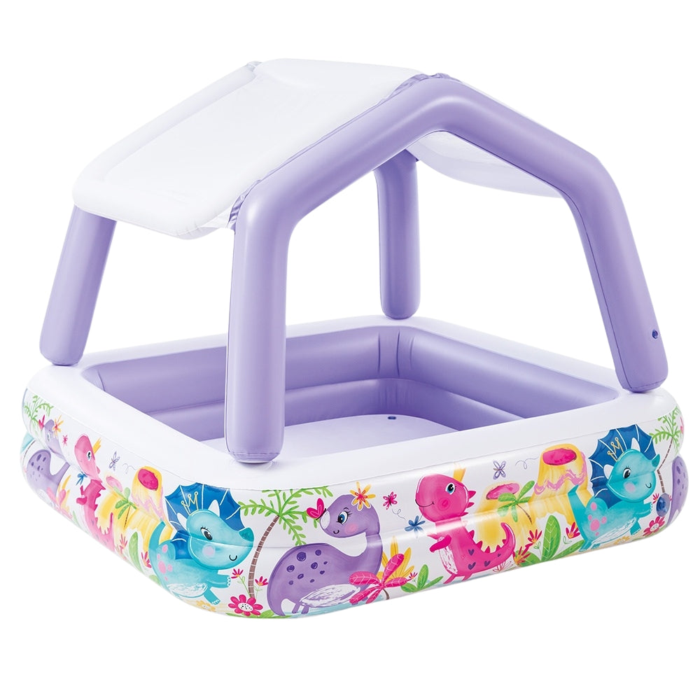 Inflatable children's paddling pool with canopy purple INTEX 57470-DINO