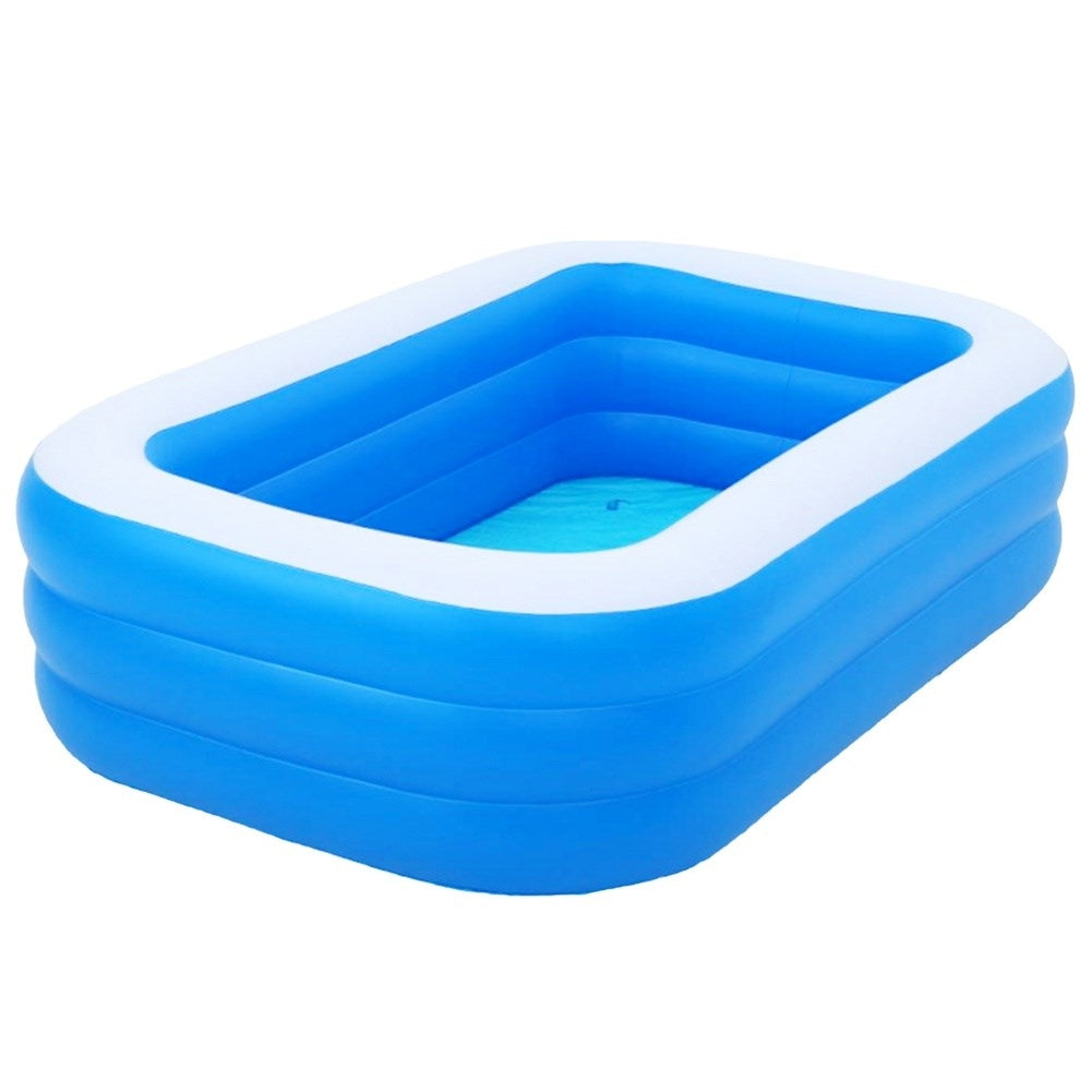 Inflatable family pool with three rings for cooling off and playing