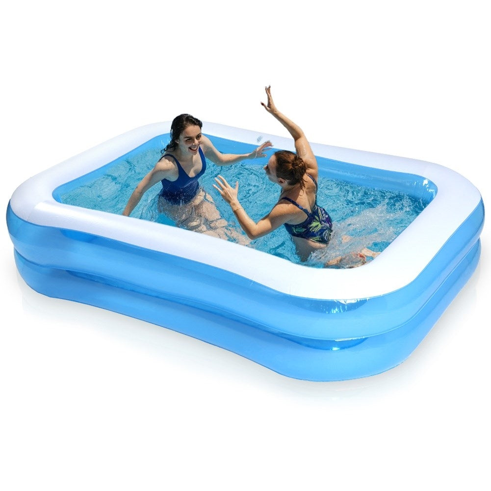 Inflatable family pool with two rings, cool & fun
