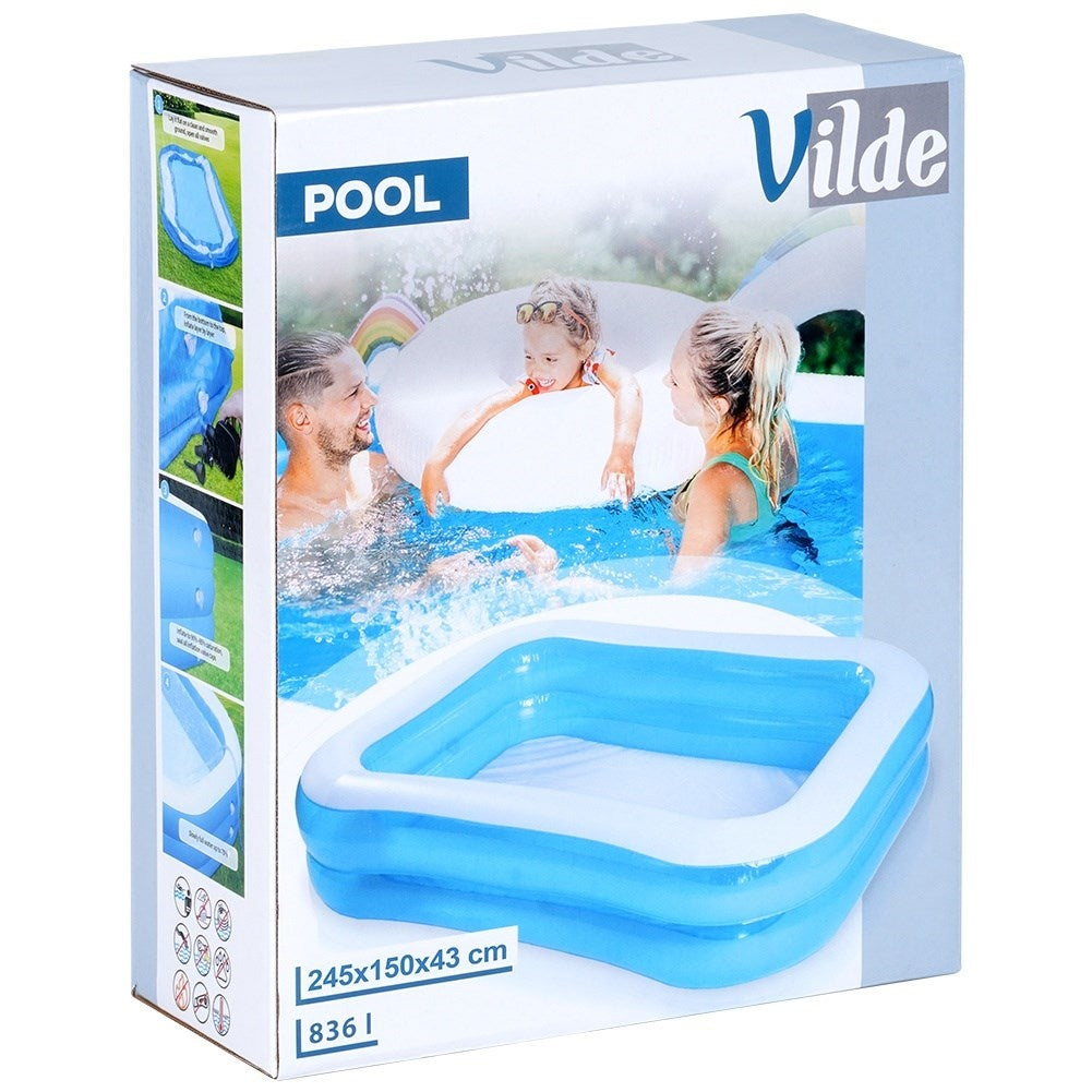 Inflatable family pool with two rings, cool & fun