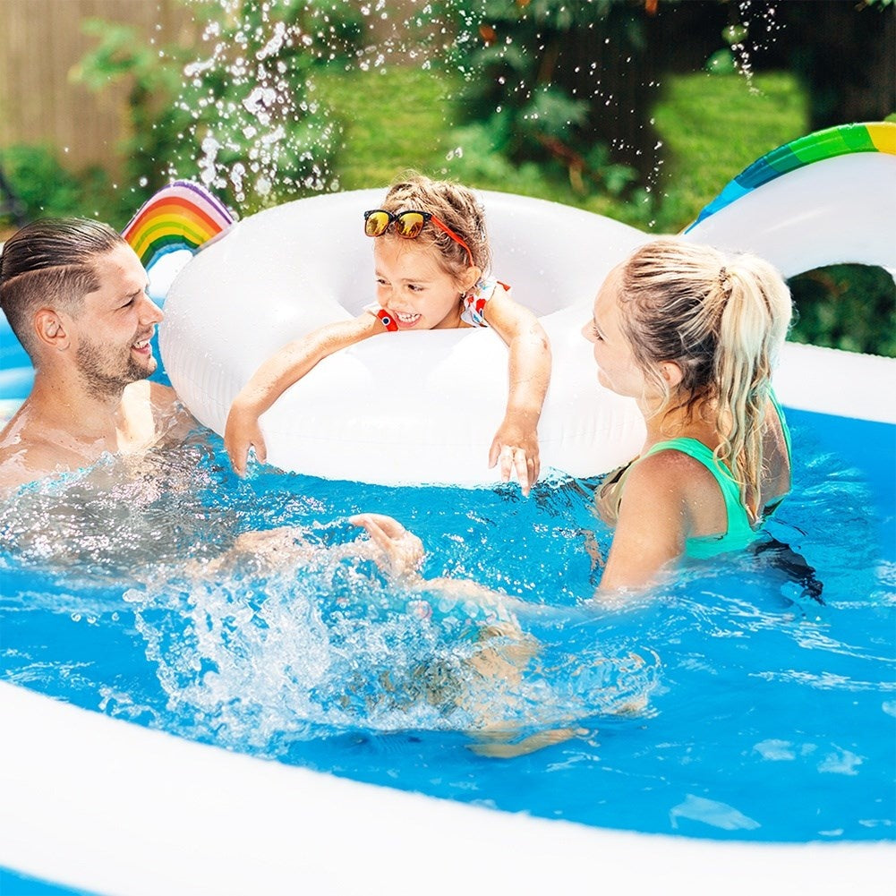 Inflatable family pool with two rings, cool & fun