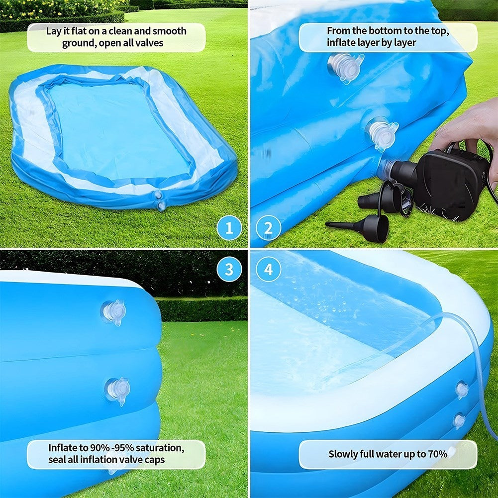 Inflatable family pool with two rings, cool & fun