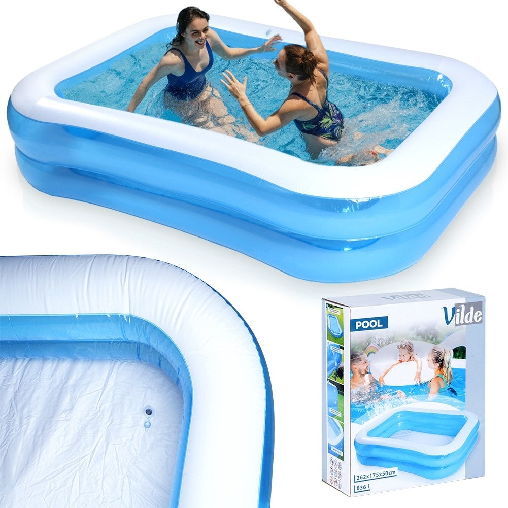 Inflatable family pool with two rings, cool & fun