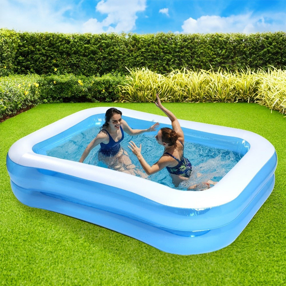 Inflatable family pool with two rings, cool & fun