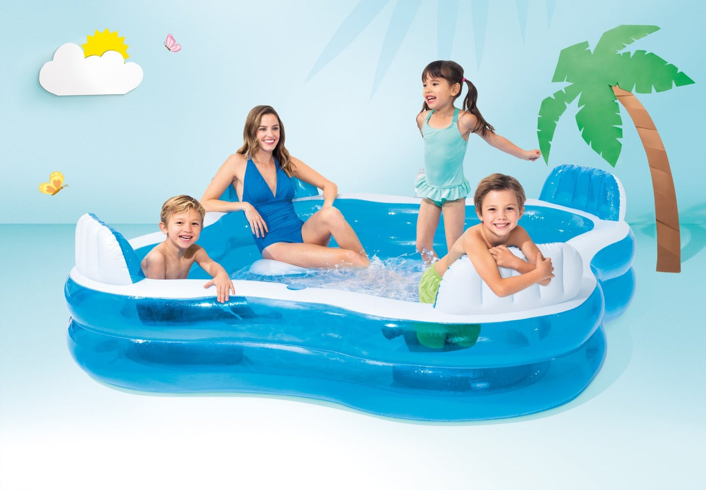 Inflatable garden pool with seats 229x229cm Intex 56475