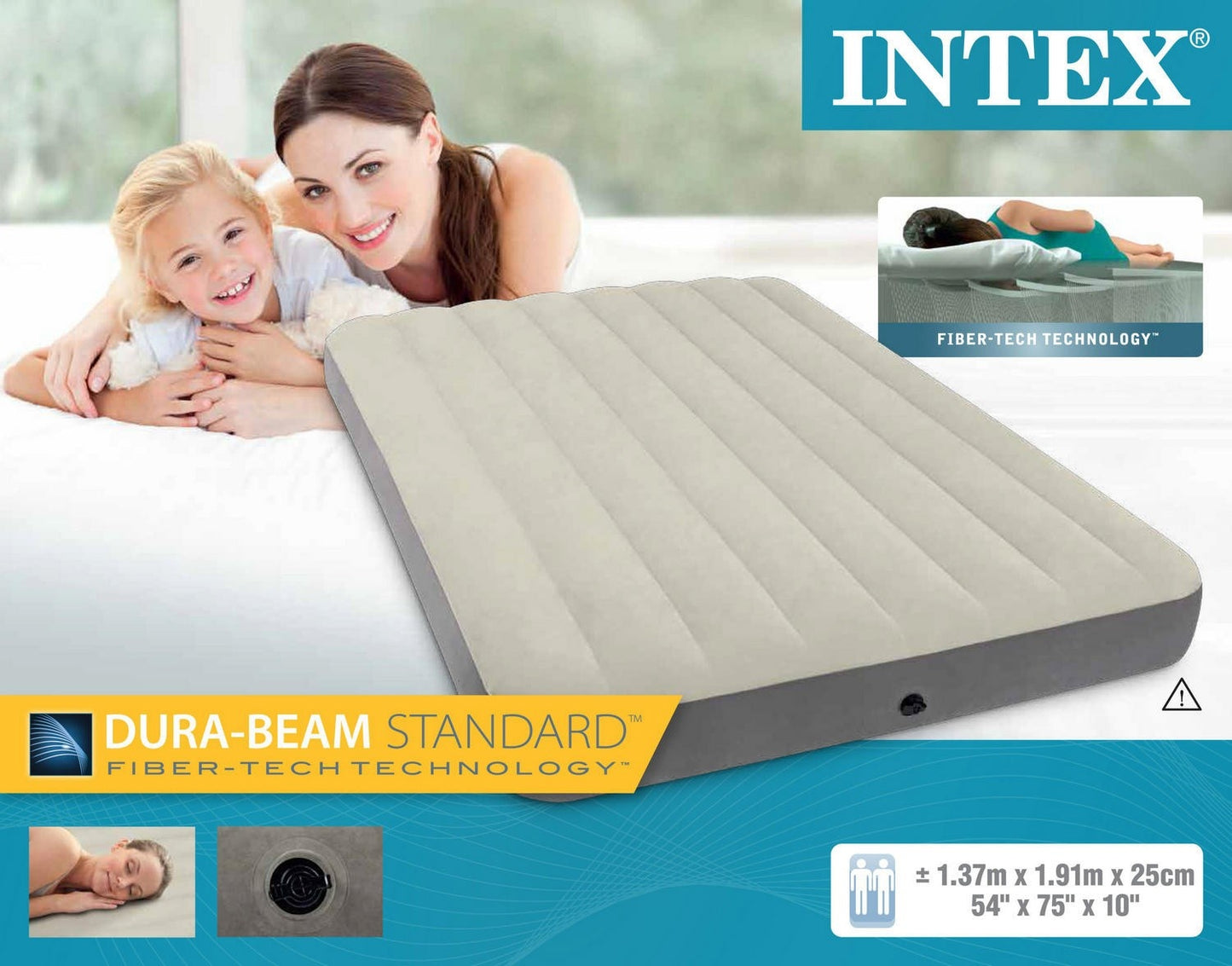 Inflatable mattress 191x137x25 cm for two people INTEX 64708