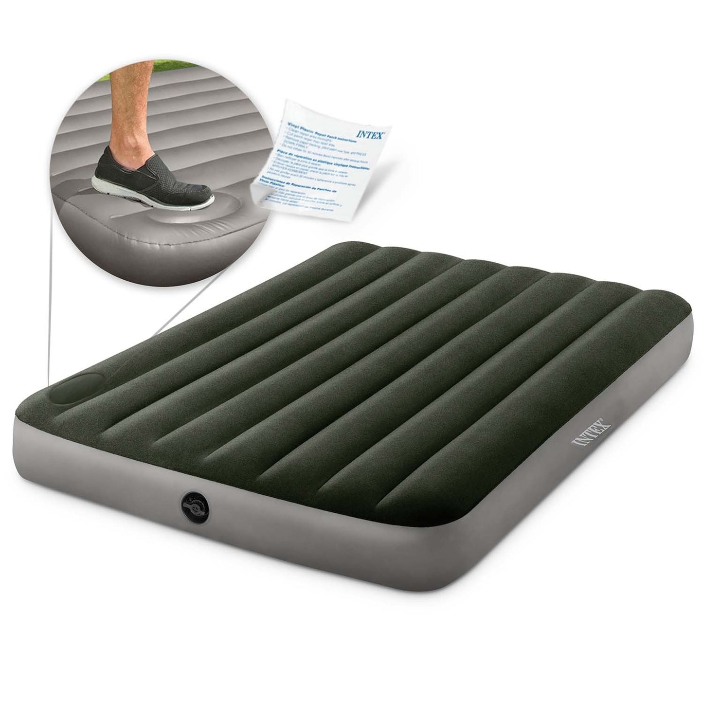 Inflatable mattress 191x137x25 cm with built-in foot pump INTEX 64762