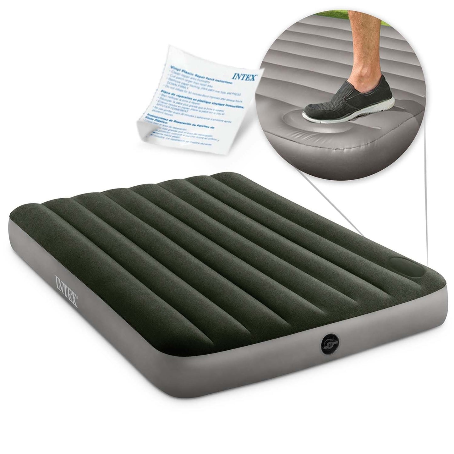 Inflatable mattress 191x137x25 cm with built-in foot pump INTEX 64762