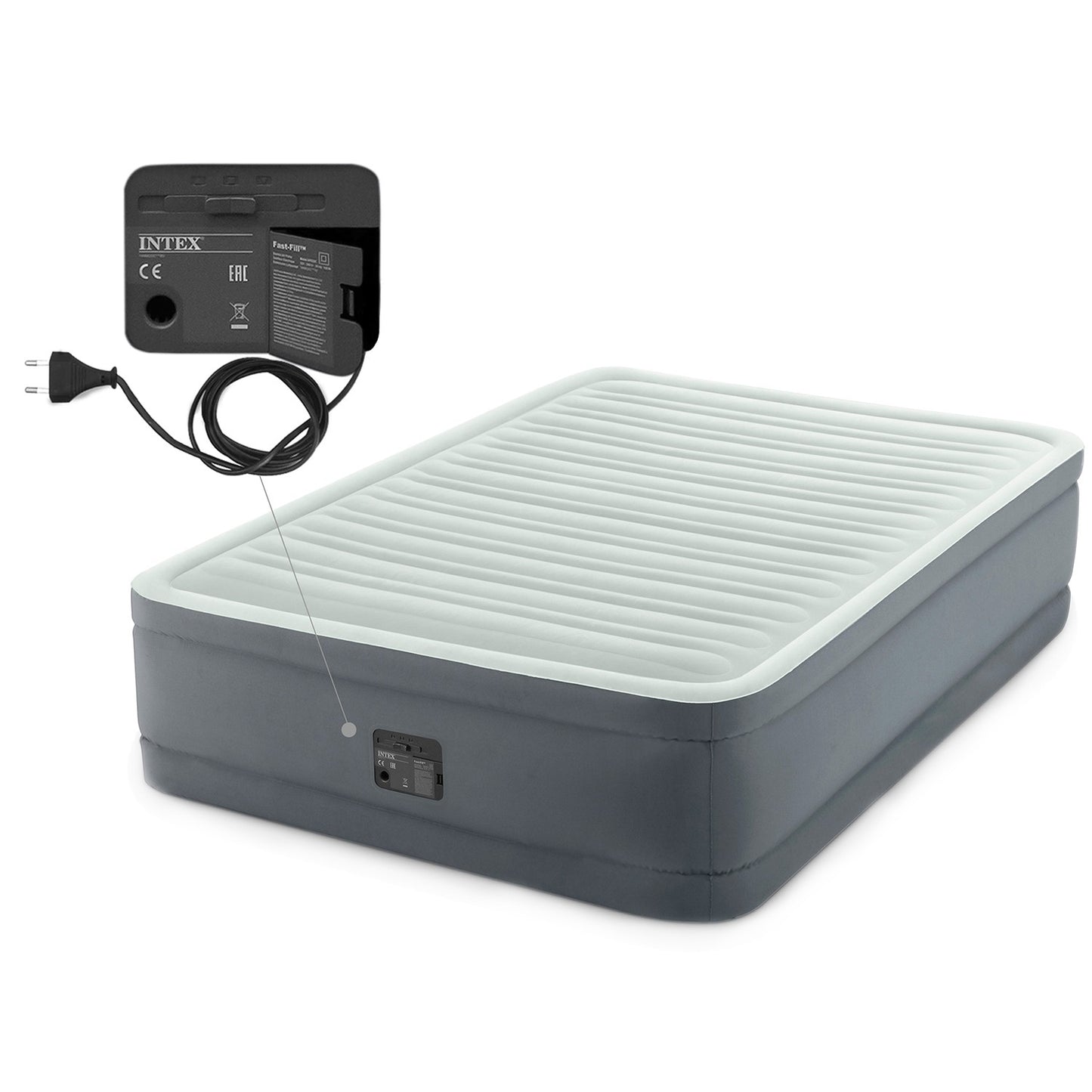 Inflatable mattress 191x137x46 cm with built-in electric pump INTEX 64904
