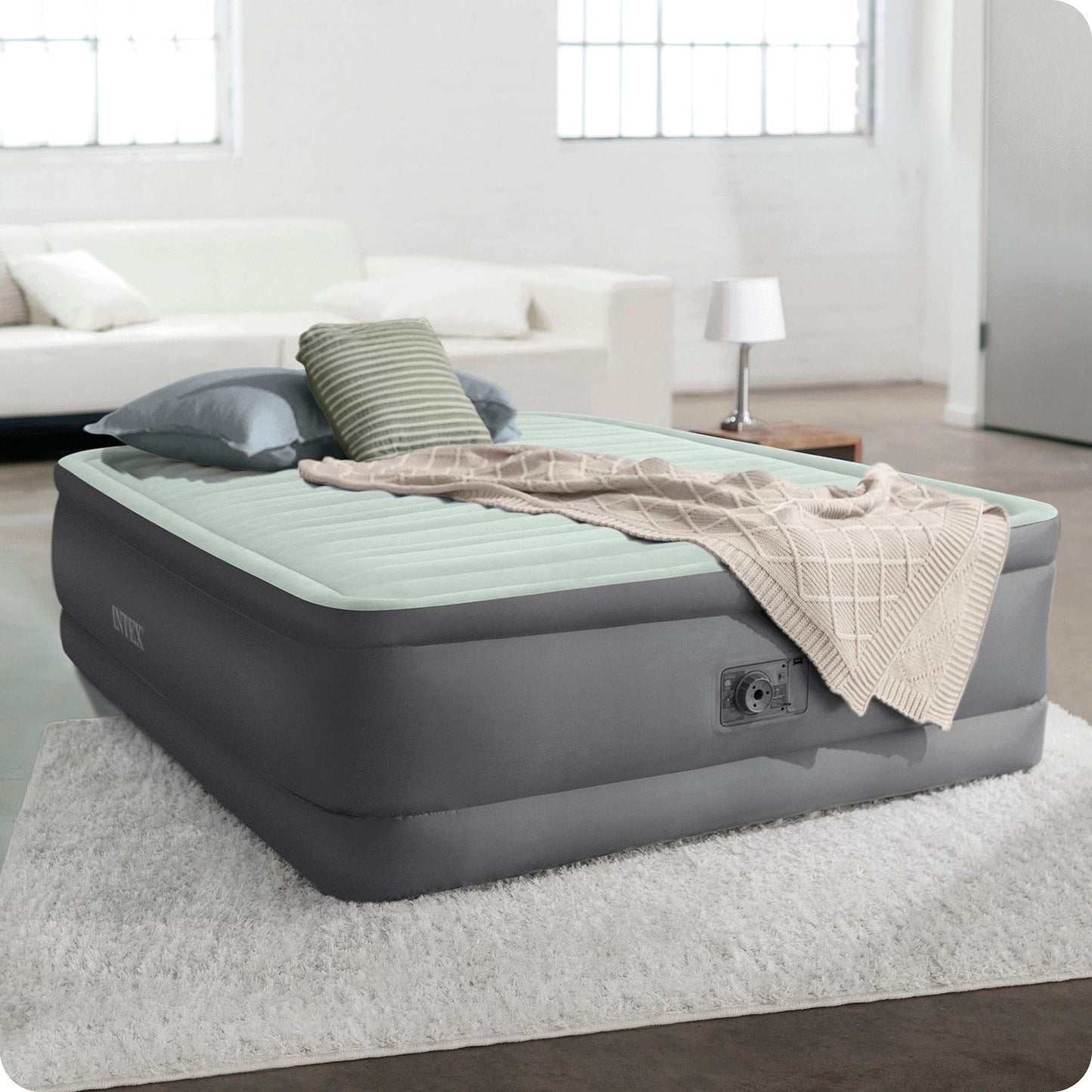 Inflatable mattress 191x137x46 cm with built-in electric pump INTEX 64904