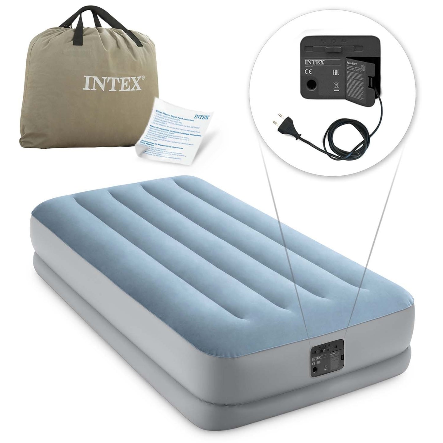 Inflatable mattress 191x99x36 cm with built-in electric pump INTEX 64166