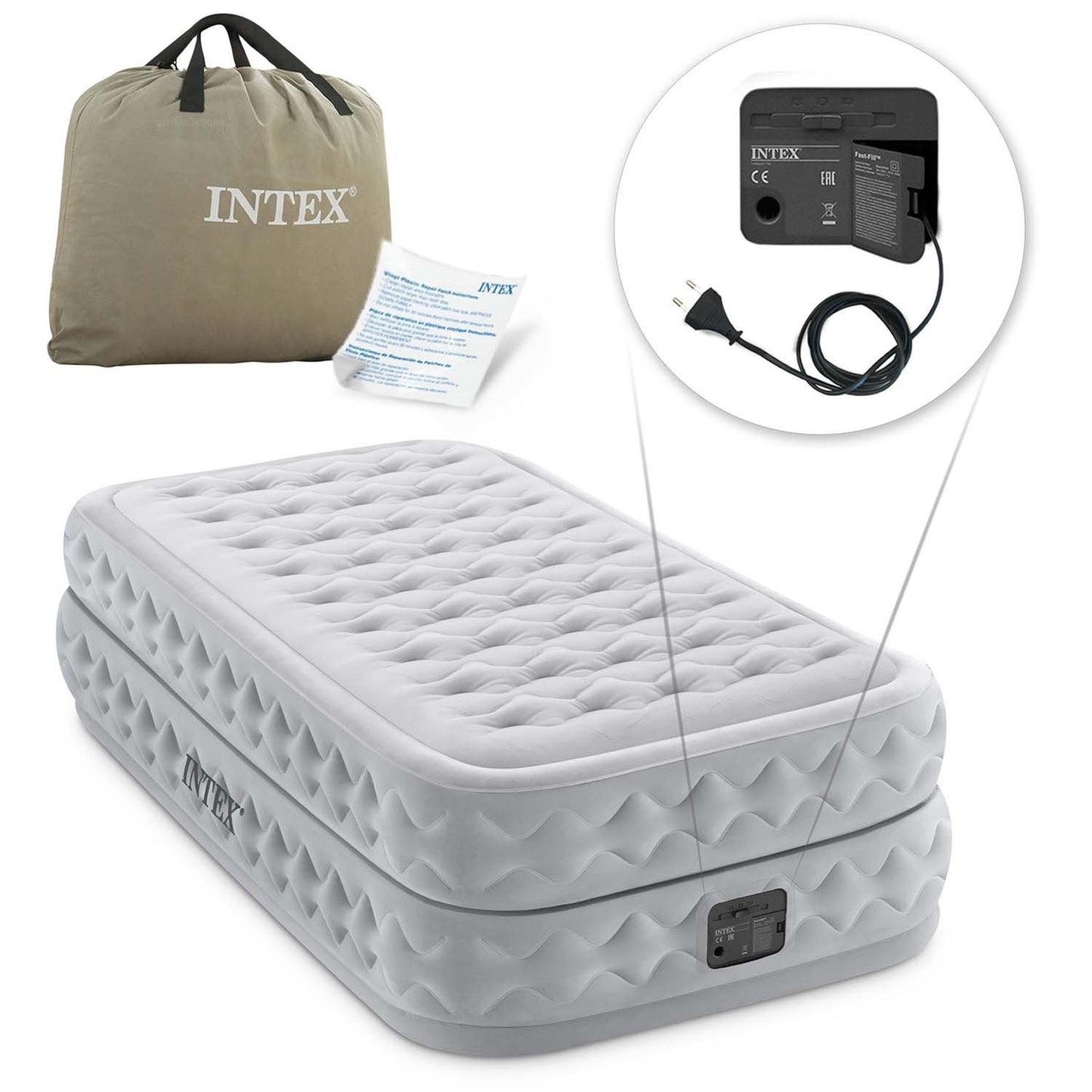 Inflatable mattress 191x99x51 cm with built-in electric pump INTEX 64488