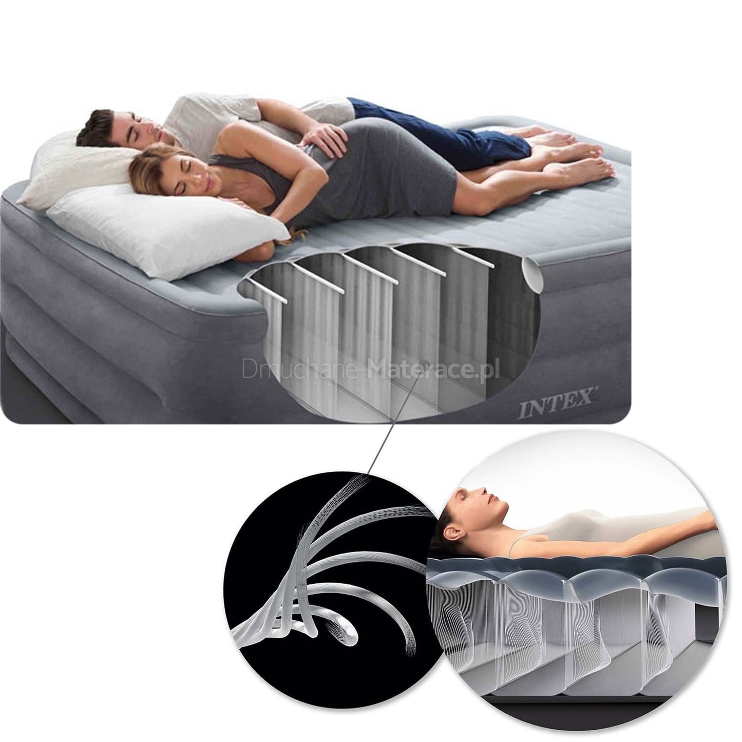 Inflatable mattress 203x152x25 cm with electric pump INTEX 64779