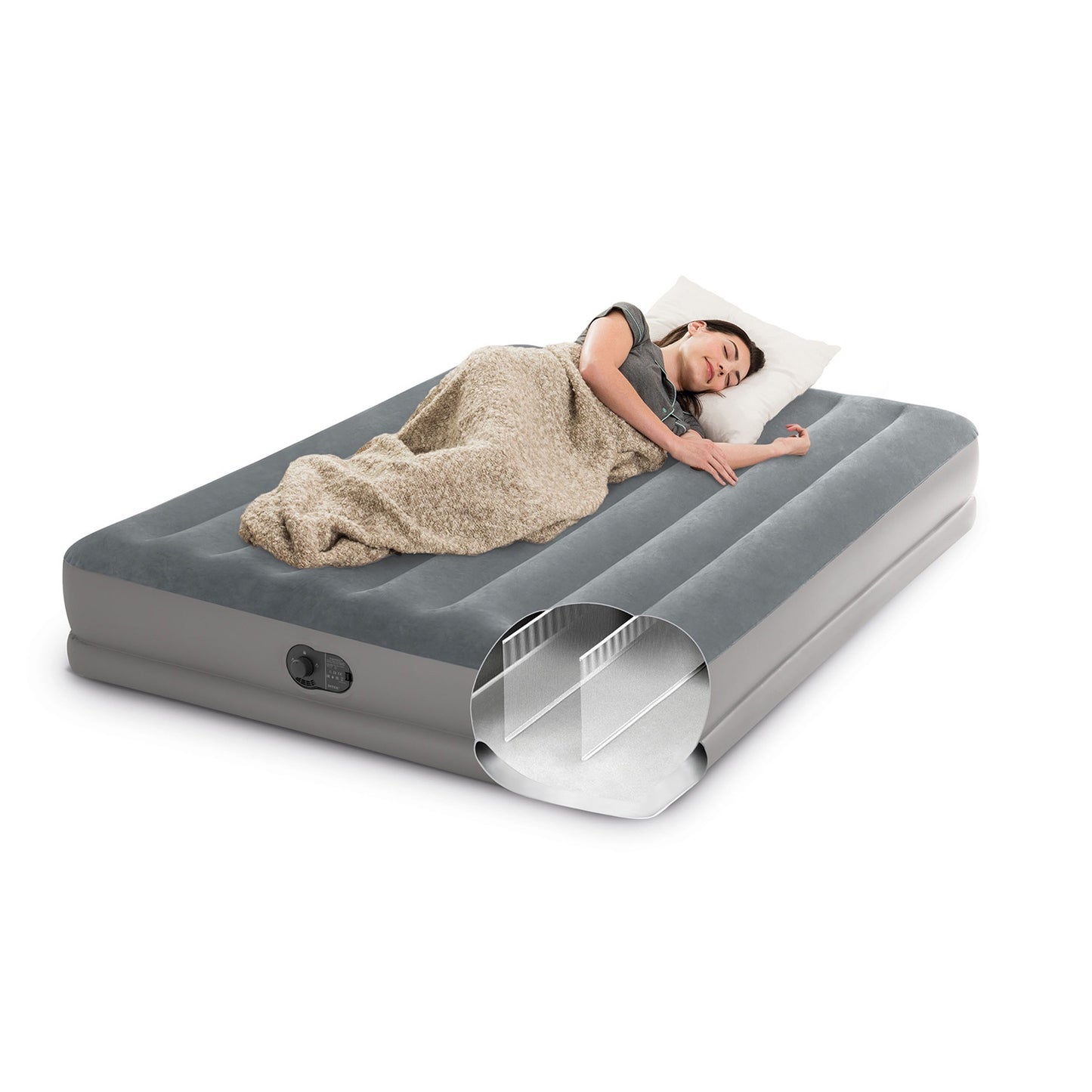 Inflatable mattress 203x152x30 cm with built-in electric pump INTEX 64114