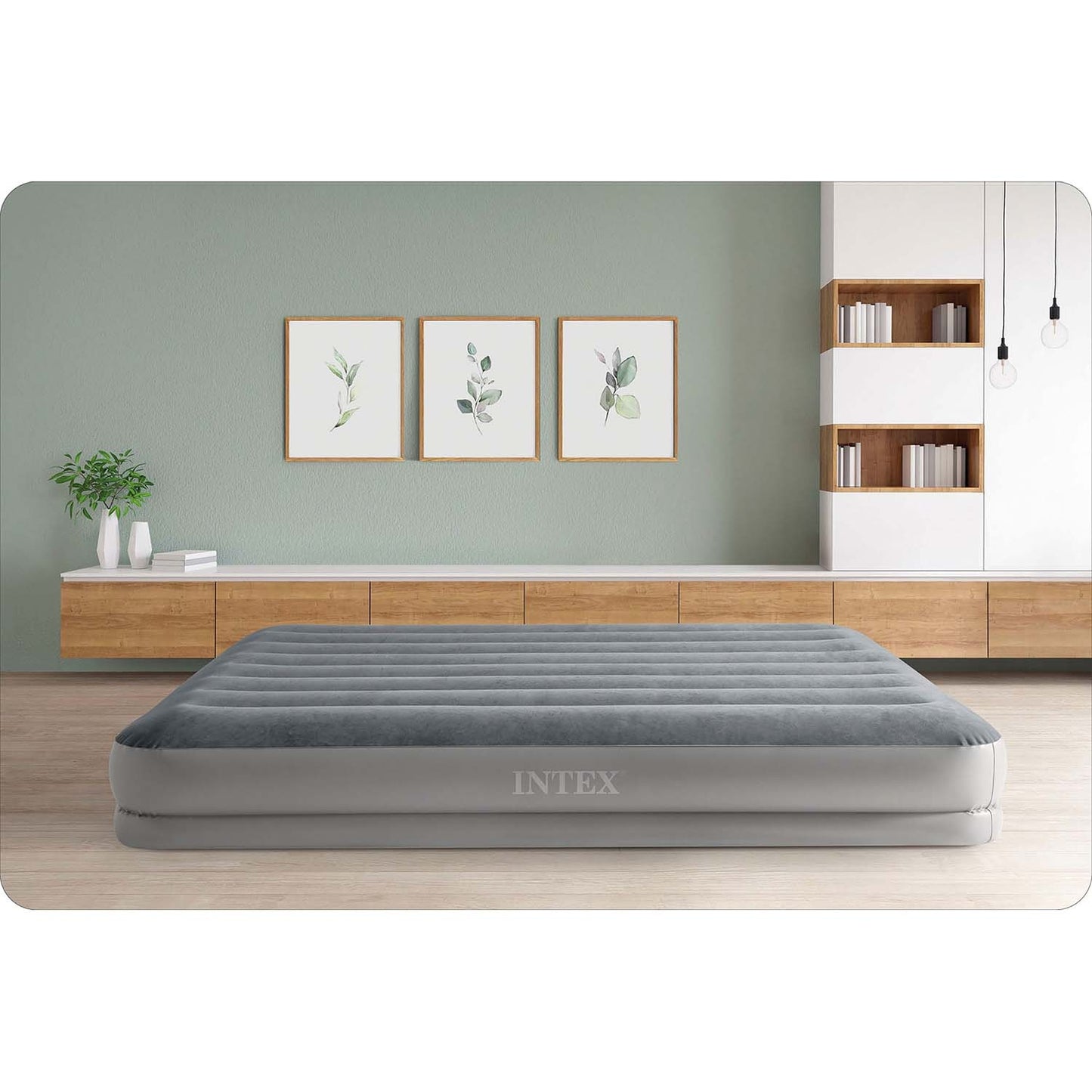 Inflatable mattress 203x152x30 cm with built-in electric pump INTEX 64114
