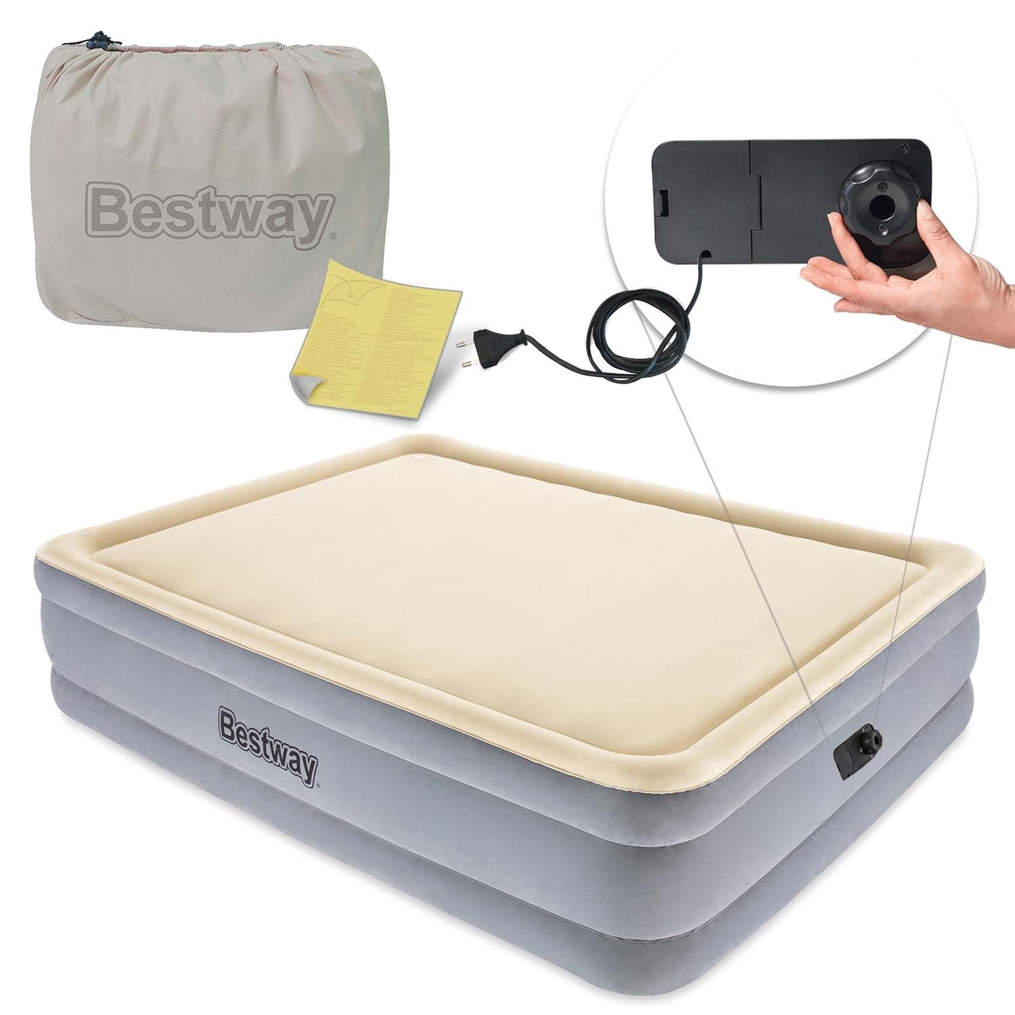 Inflatable mattress 203x152x46 cm with built-in electric pump Bestway 67486