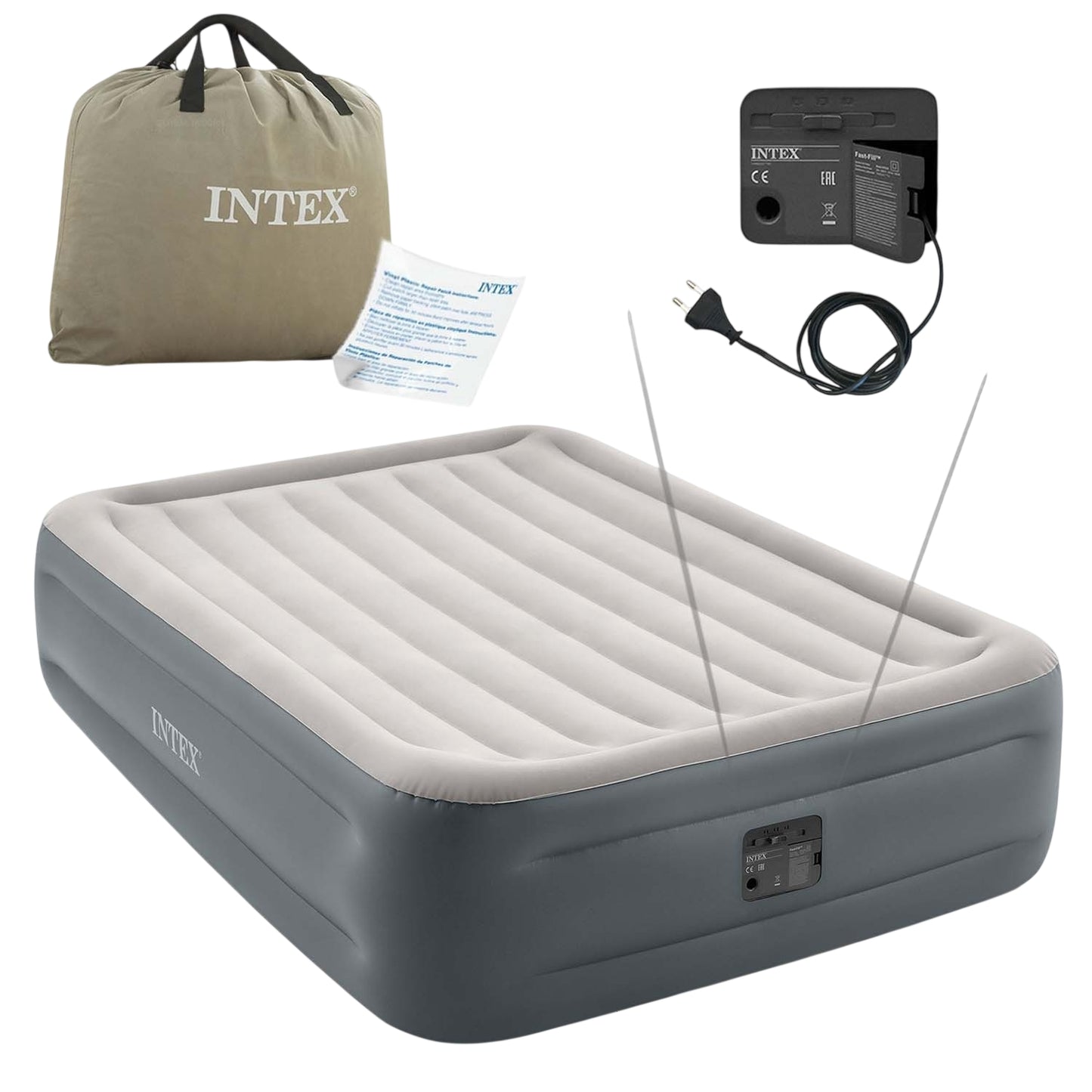 Inflatable mattress 203x152x46 cm with built-in electric pump INTEX 64126