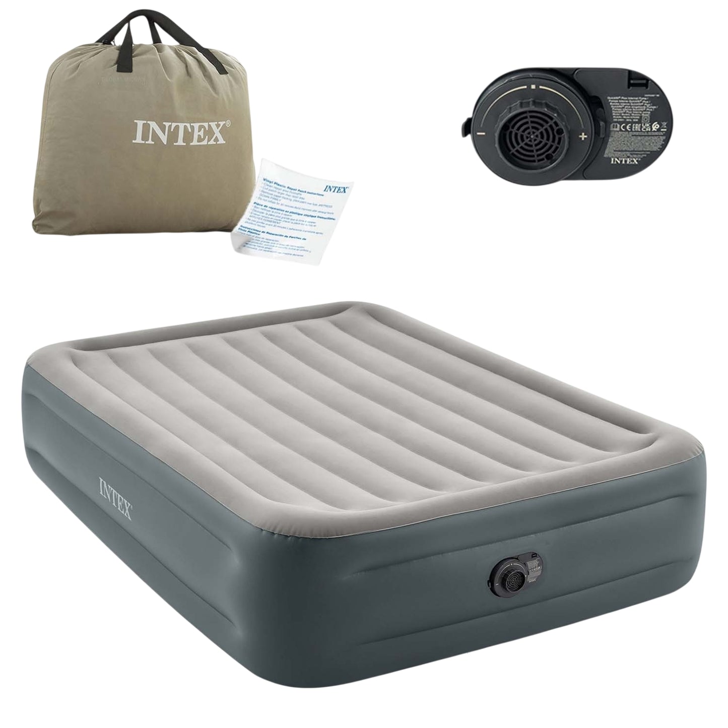 Inflatable mattress 203x152x46 cm with built-in electric pump INTEX 64126ND