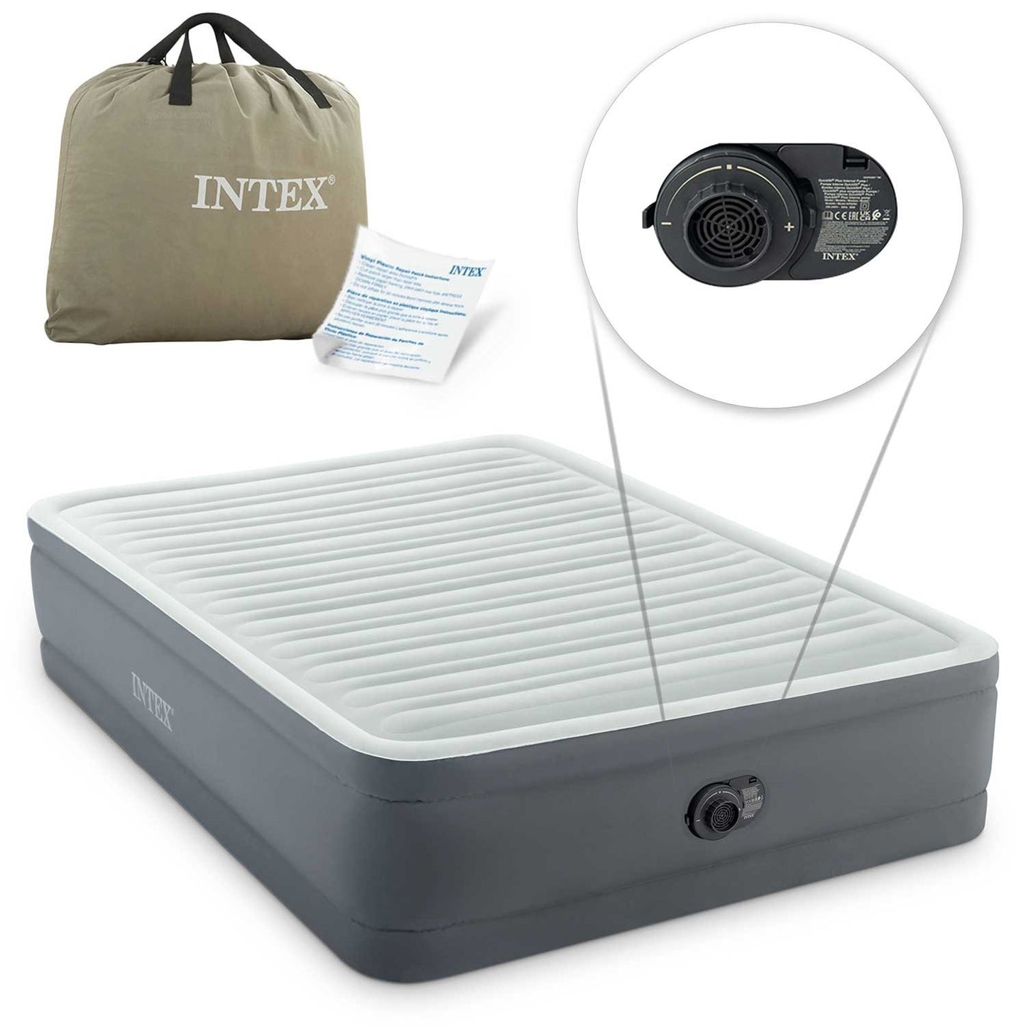Inflatable mattress 203x152x46 cm with built-in electric pump INTEX 64906ND