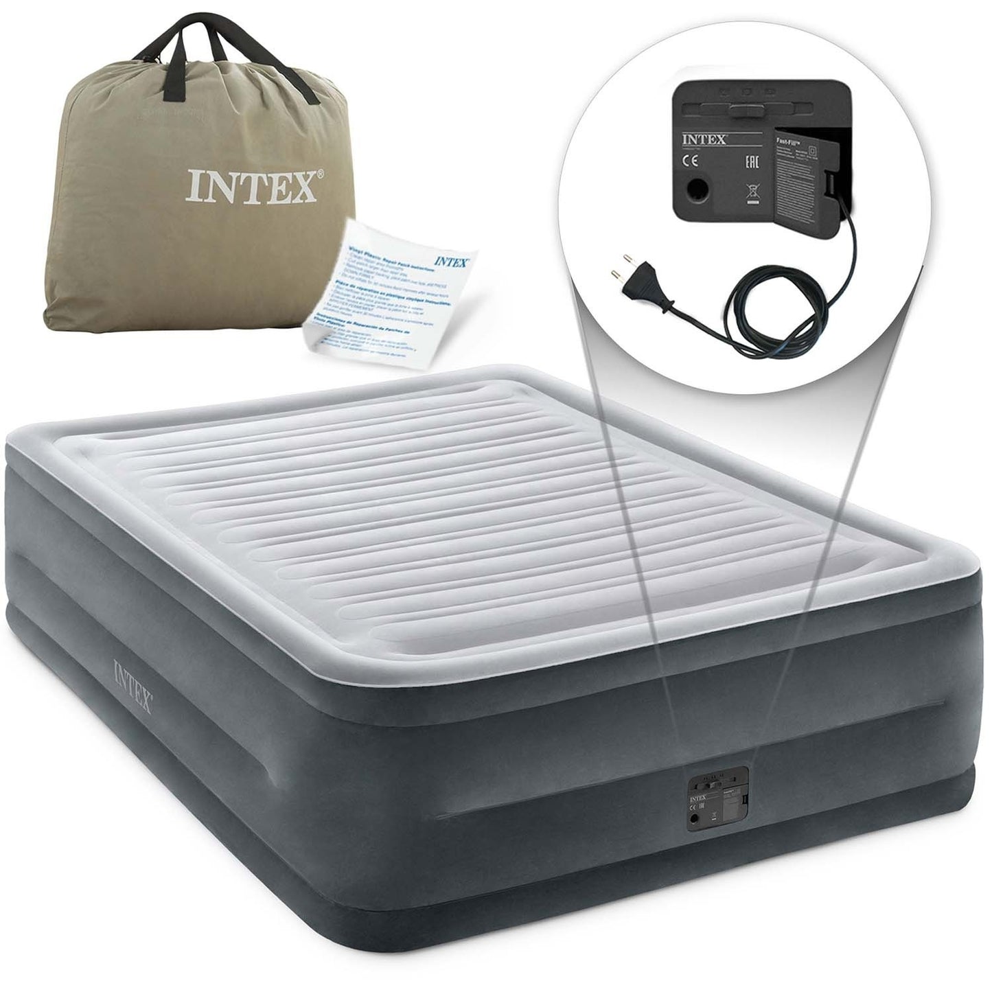 Inflatable mattress 203x152x56cm with built-in electric pump INTEX 64418