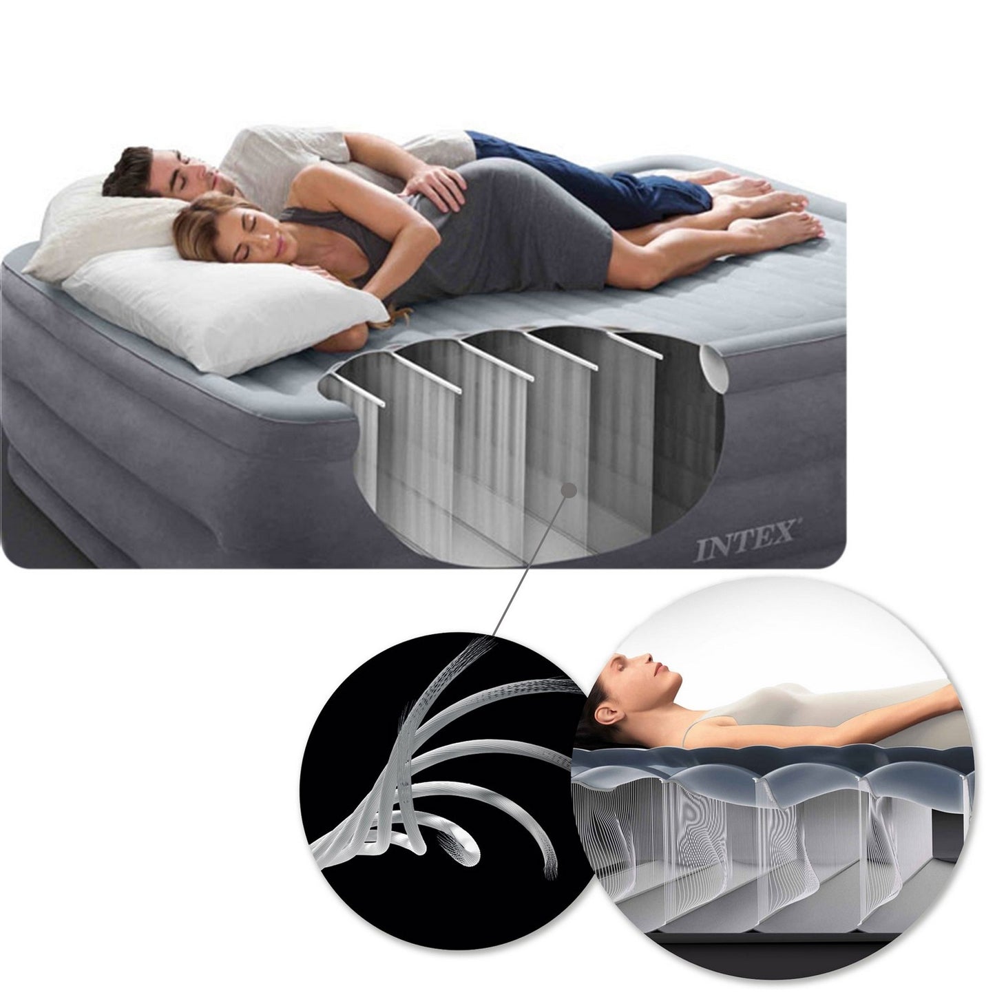 Inflatable mattress 203x183x25 cm for two people INTEX 64755