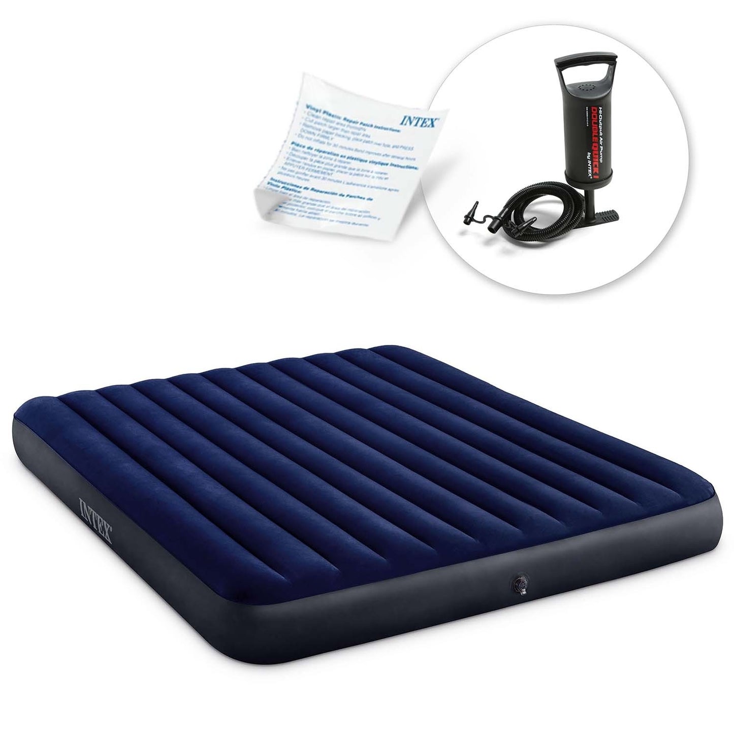 Inflatable mattress 203x183x25 cm with INTEX 64755 piston pump
