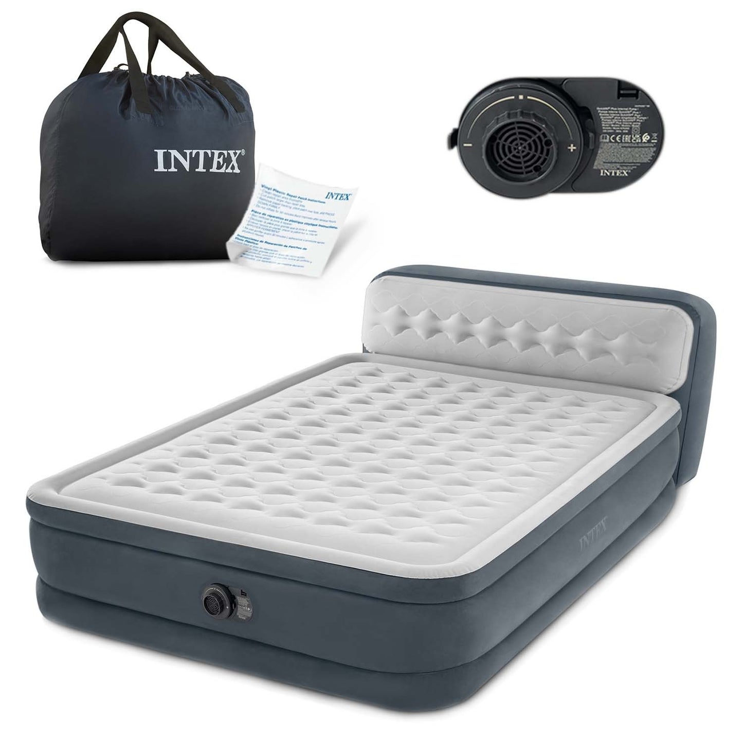 Inflatable mattress 236x152x46 cm with built-in electric pump INTEX 64448