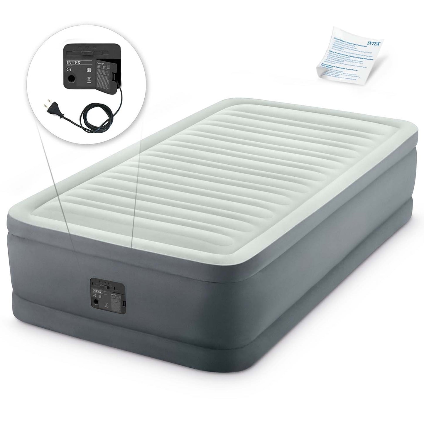 Inflatable mattress with a built-in electric pump for one person INTEX 64902
