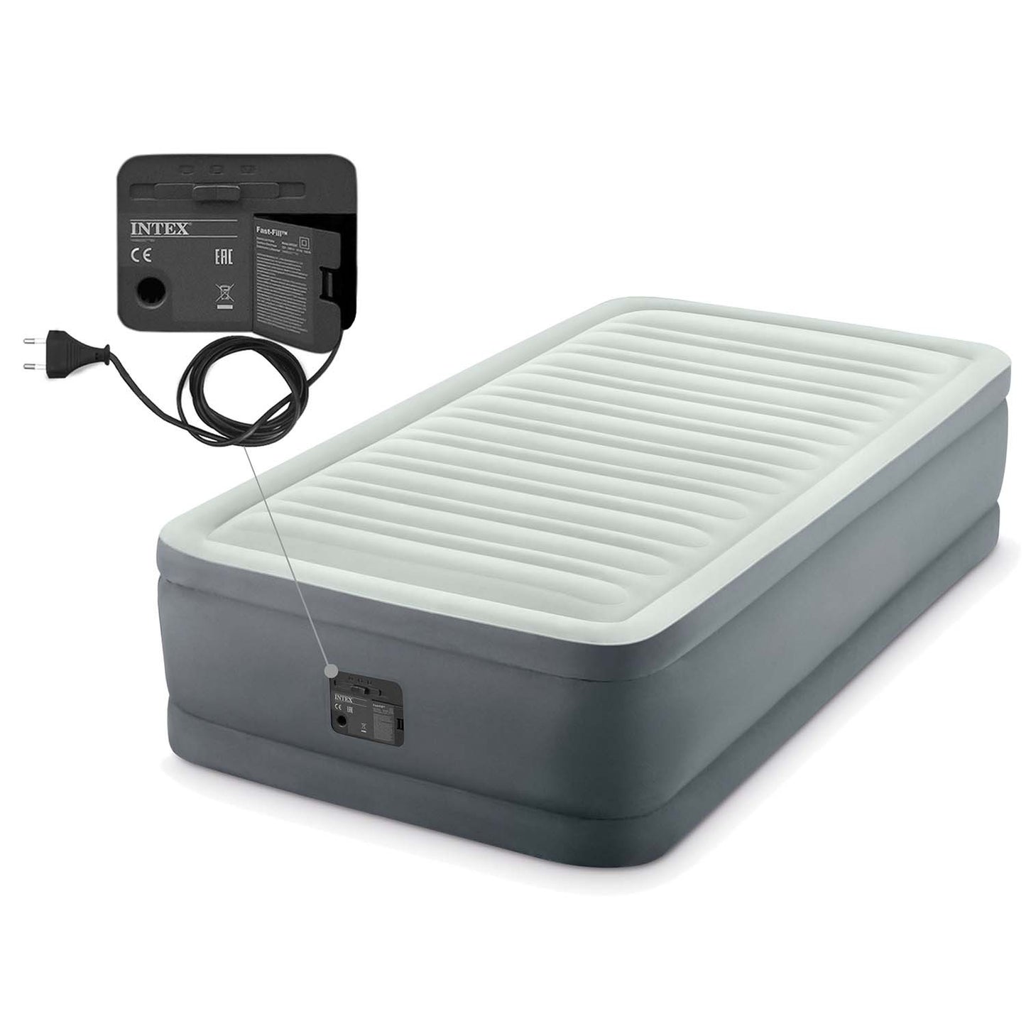 Inflatable mattress with a built-in electric pump for one person INTEX 64902