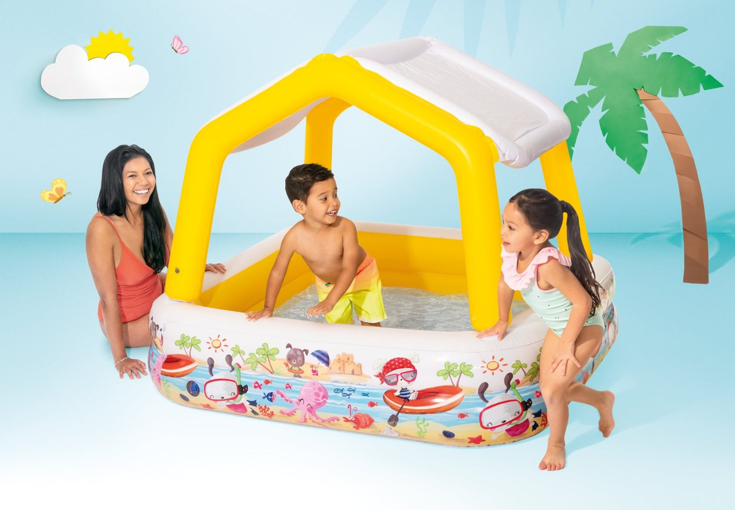 Inflatable paddling pool with a roof for children INTEX 57470