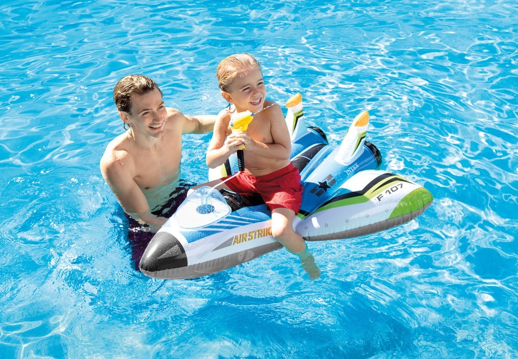 Inflatable plane with a water gun, green INTEX 57536