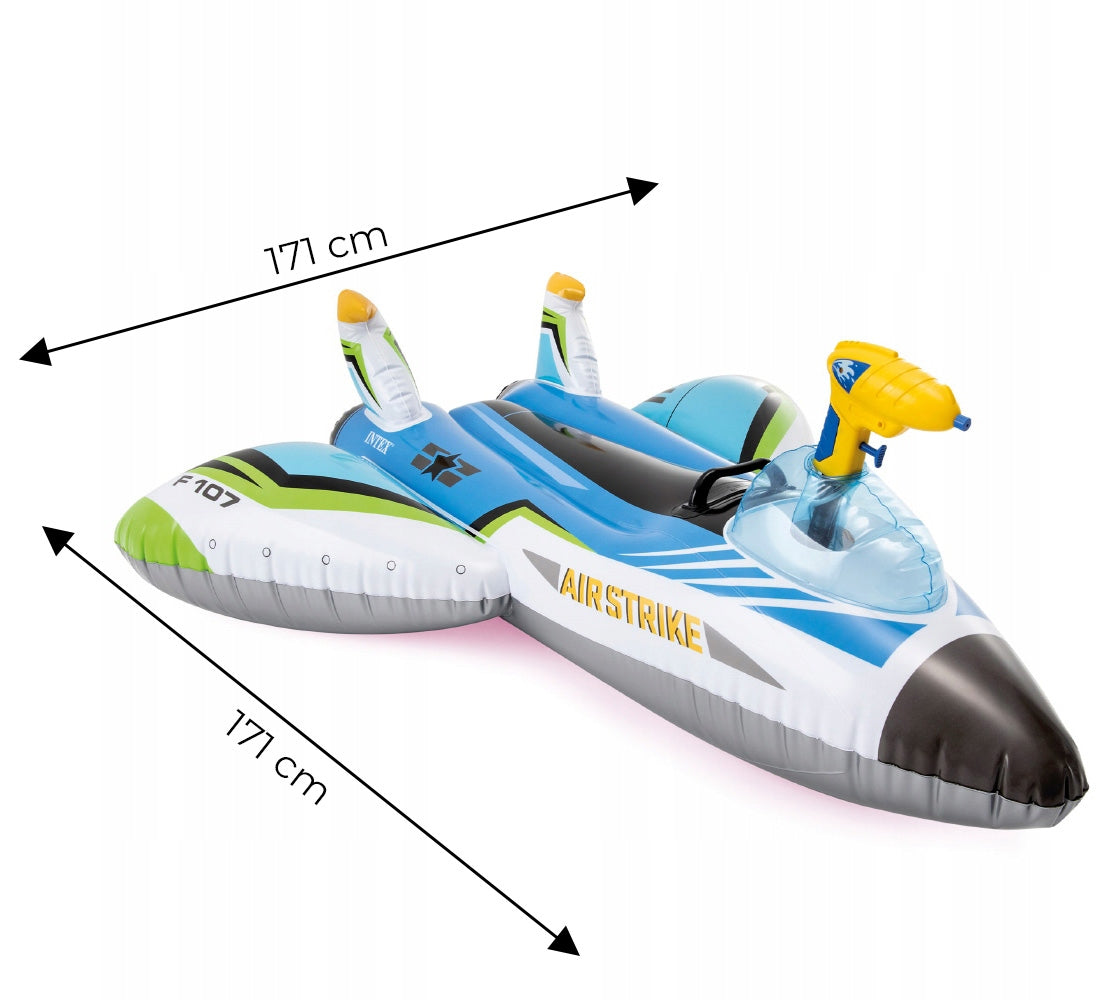 Inflatable plane with a water gun, green INTEX 57536