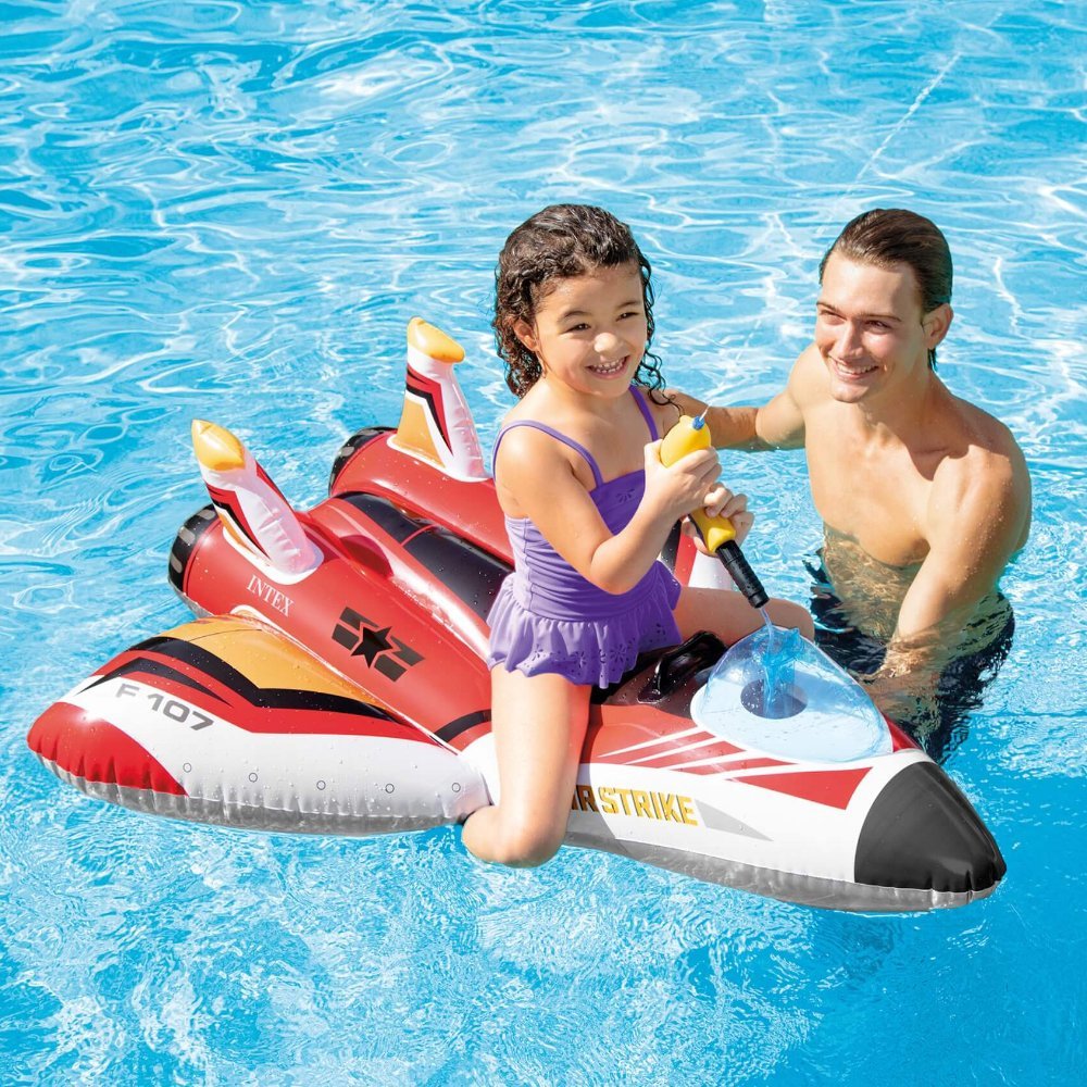 Inflatable plane with a water gun, red INTEX 57536
