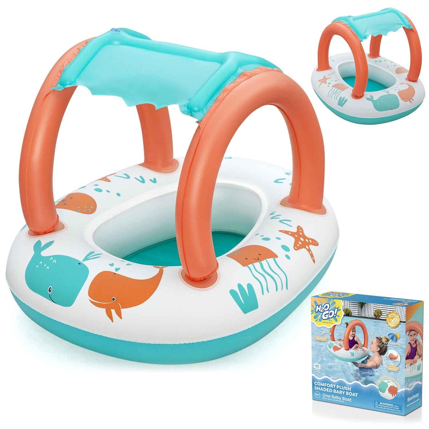 Inflatable pontoon for children with a roof for swimming Bestway