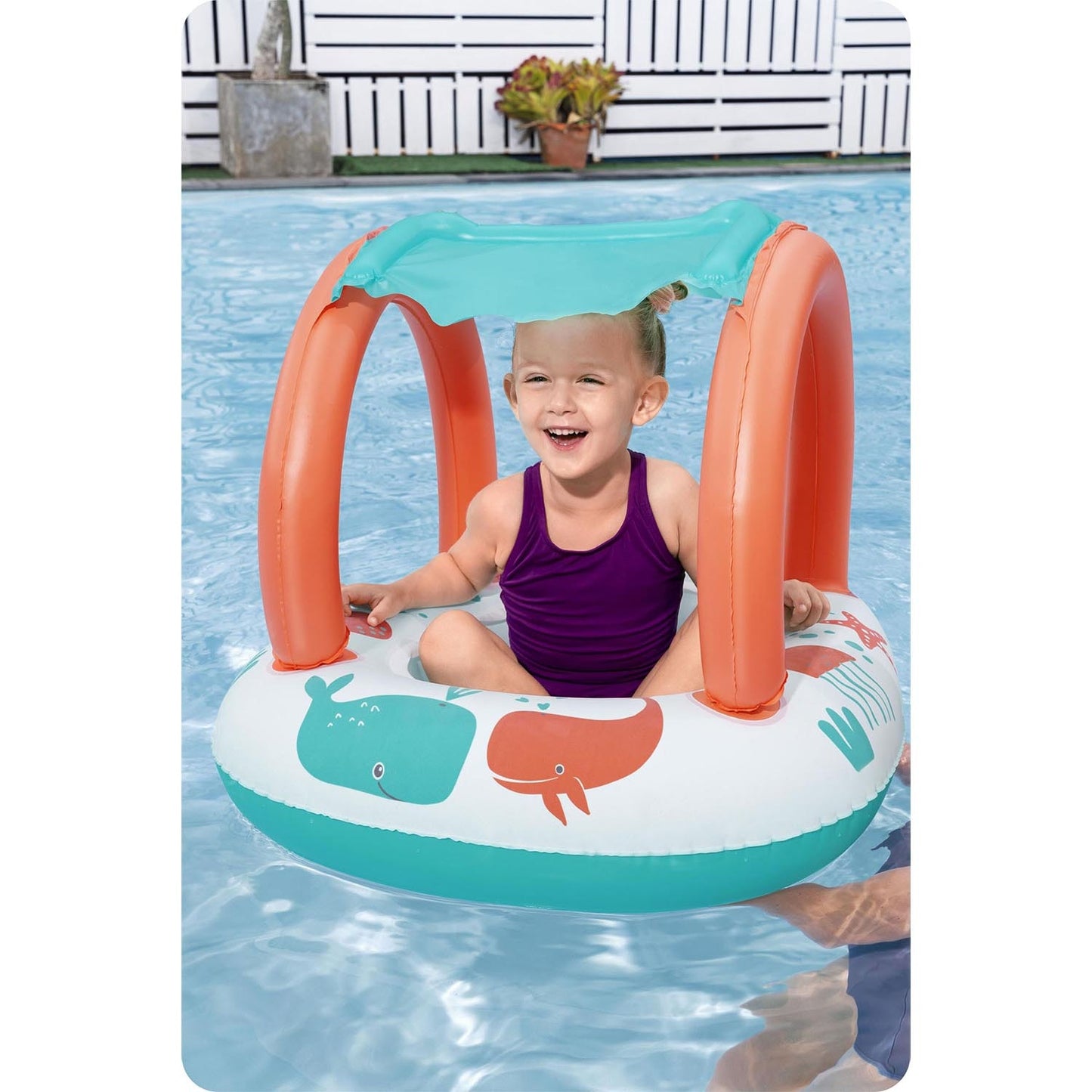 Inflatable pontoon for children with a roof for swimming Bestway