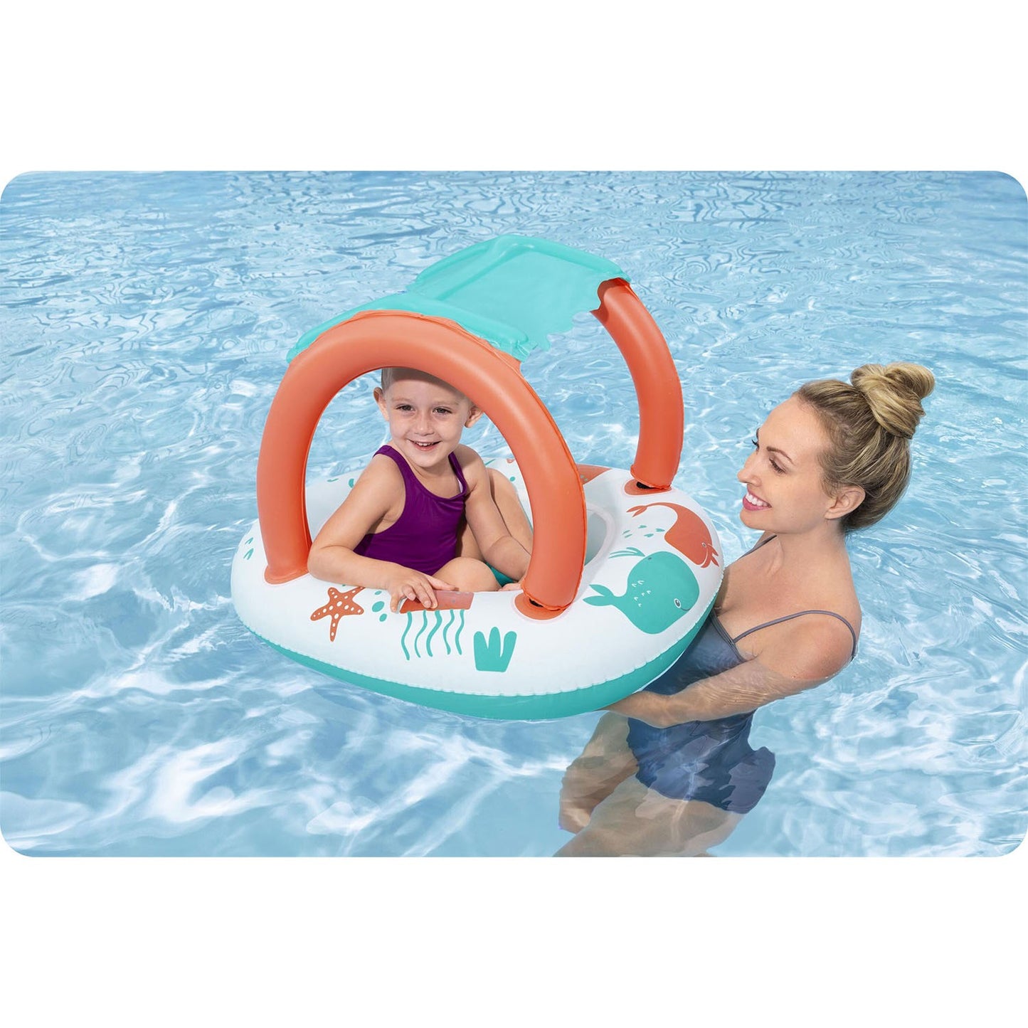 Inflatable pontoon for children with a roof for swimming Bestway
