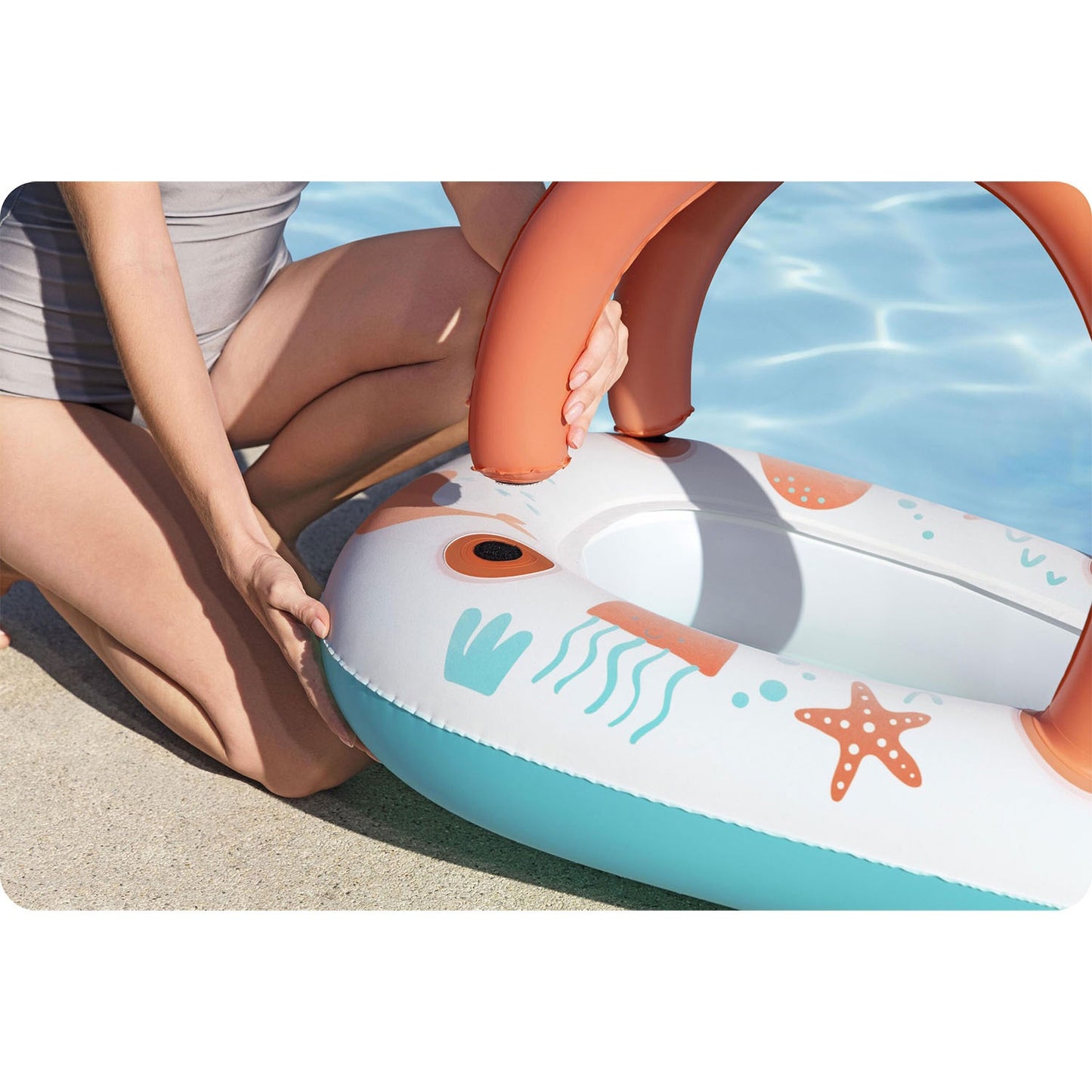 Inflatable pontoon for children with a roof for swimming Bestway