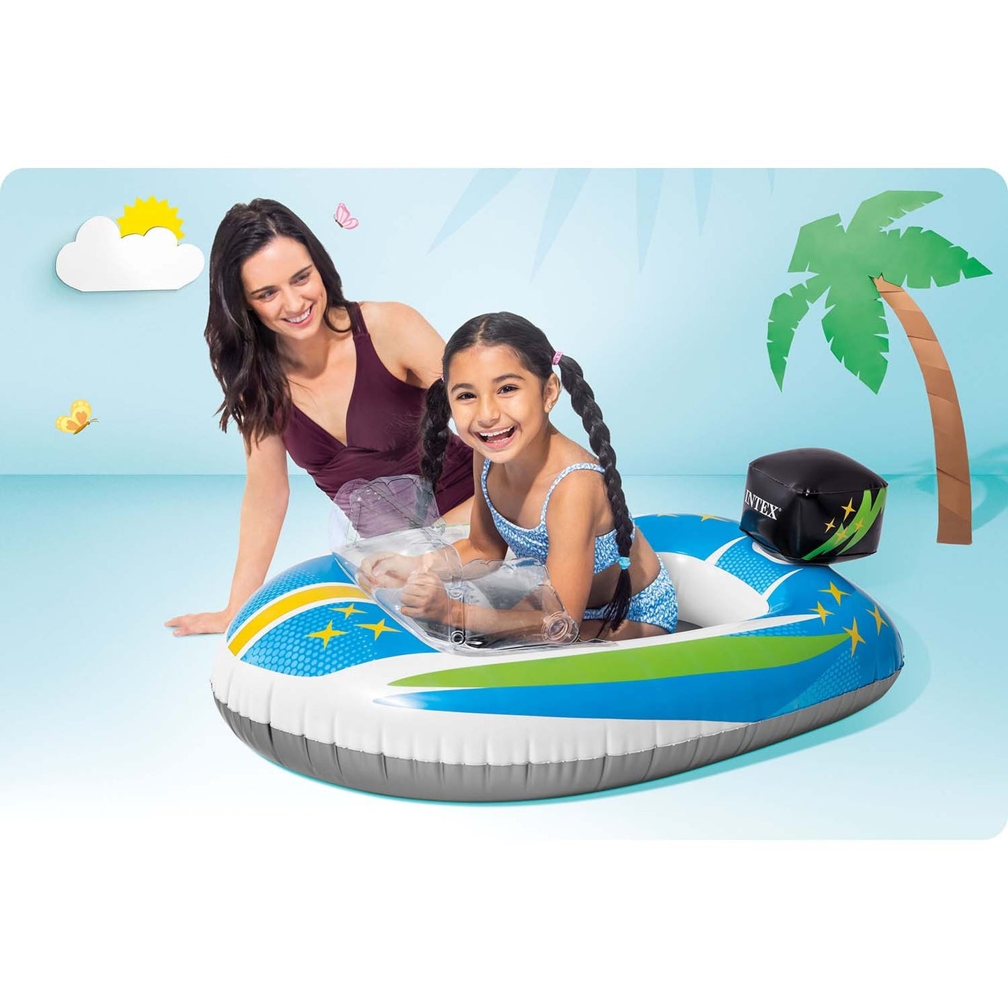 Inflatable pontoon motorboat INTEX 59380