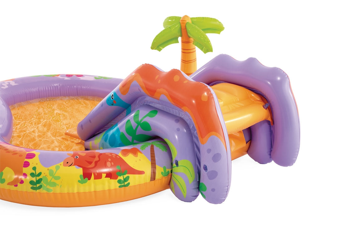 Inflatable pool for children water playground 201x157x69 cm slide fountain dinosaur INTEX 56139