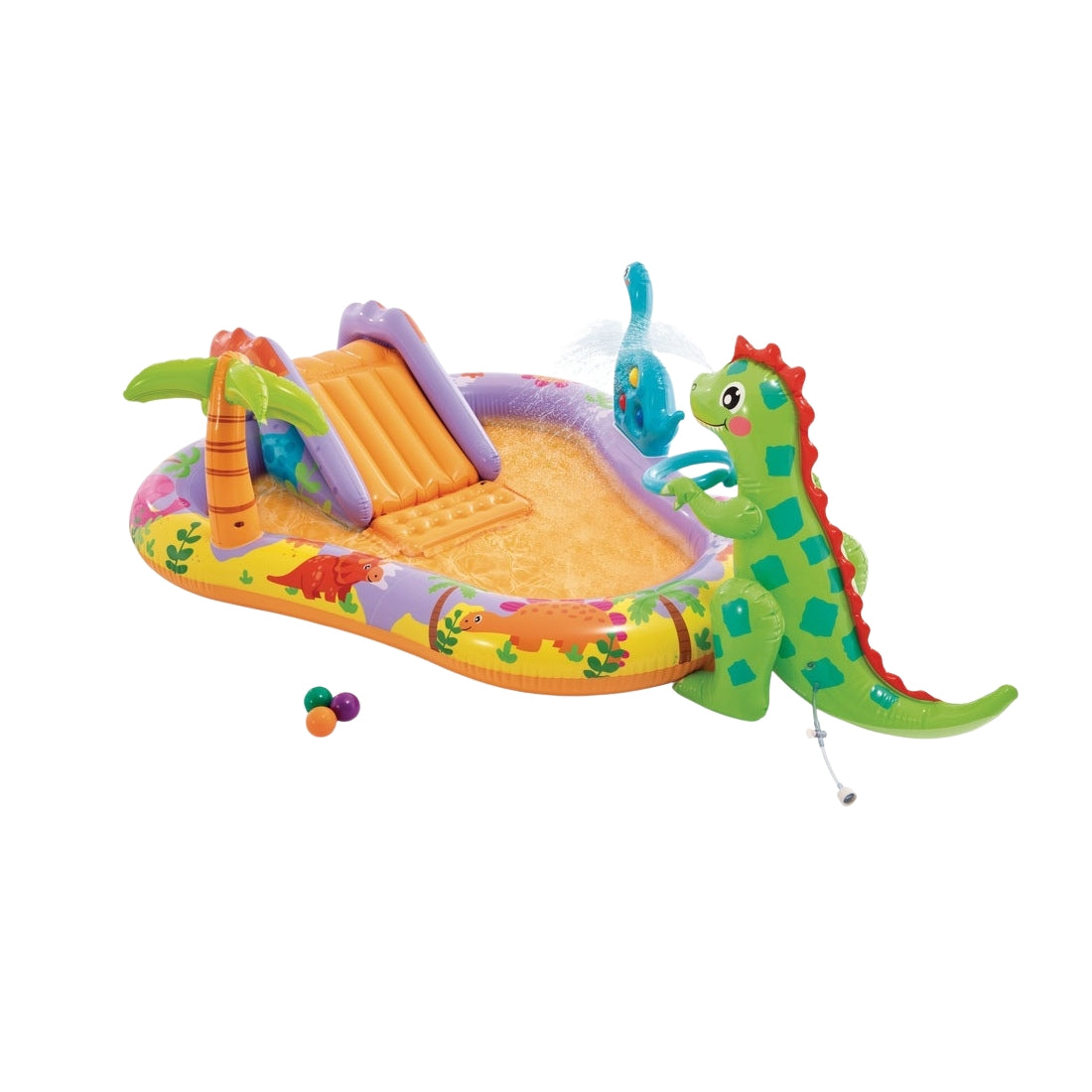 Inflatable pool for children water playground 201x157x69 cm slide fountain dinosaur INTEX 56139