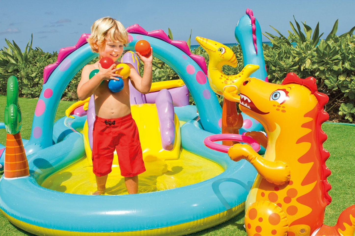 Inflatable pool for children, water playground, slide, fountain INTEX 57135