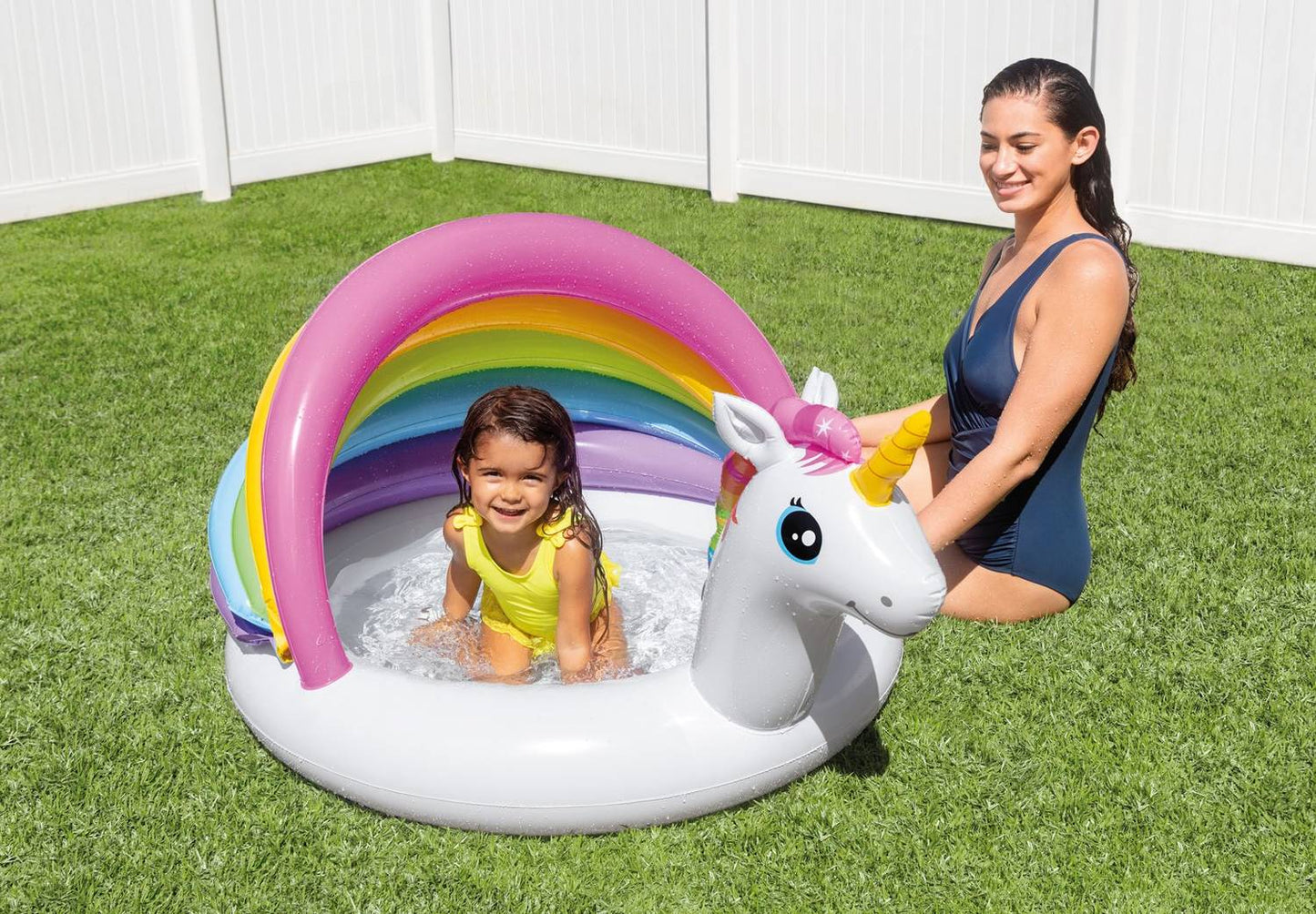 Inflatable pool, water paddling pool, unicorn pool, roof, Intex 57113
