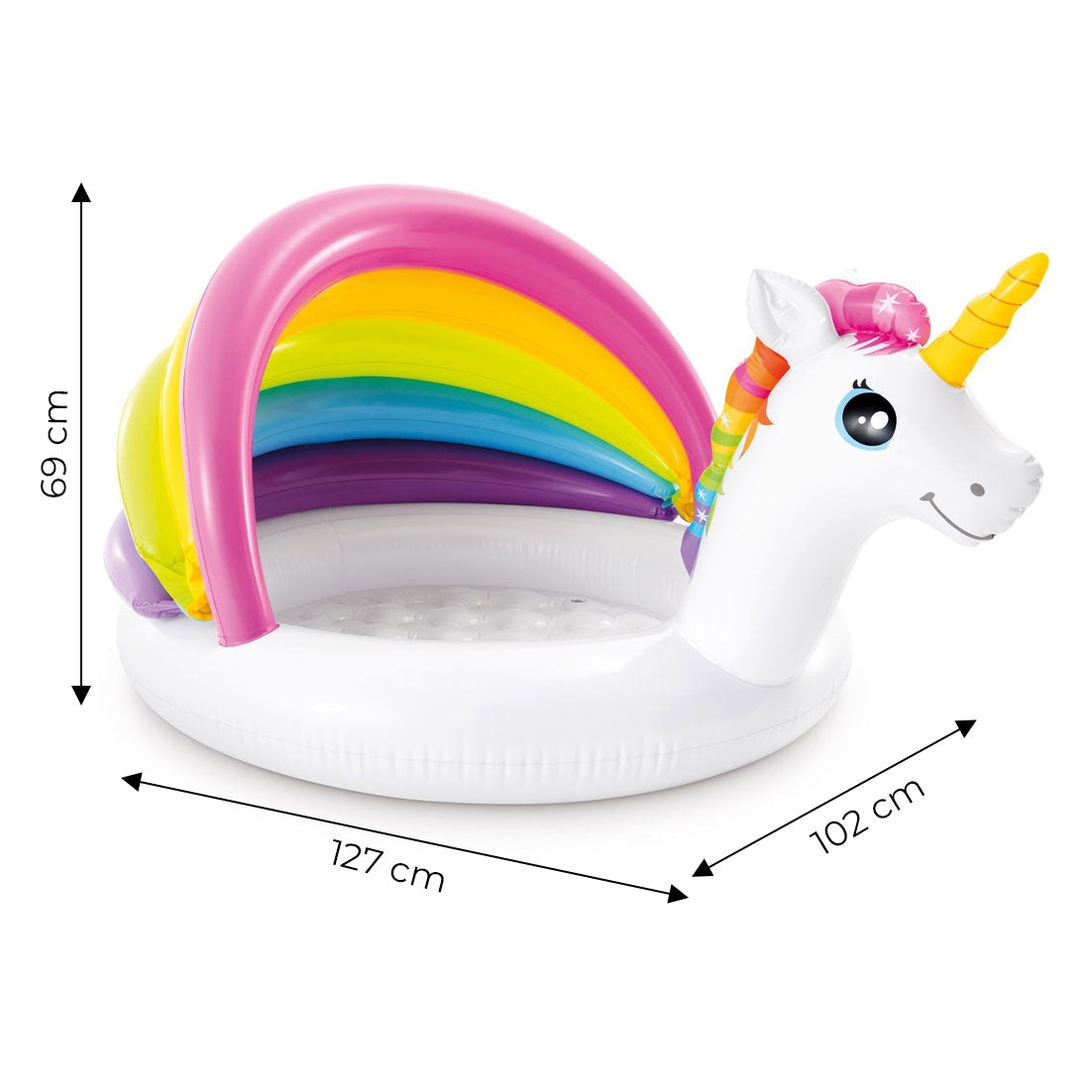 Inflatable pool, water paddling pool, unicorn pool, roof, Intex 57113