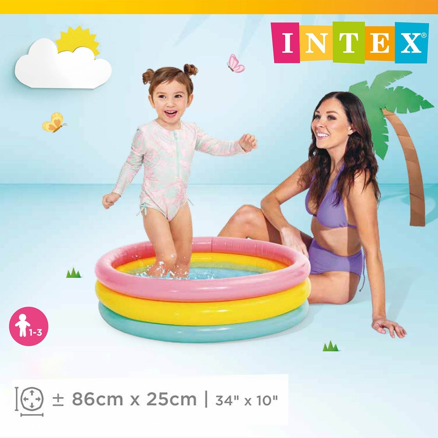 Inflatable shower tray 3 colors 86 x 25 cm INTEX 58924