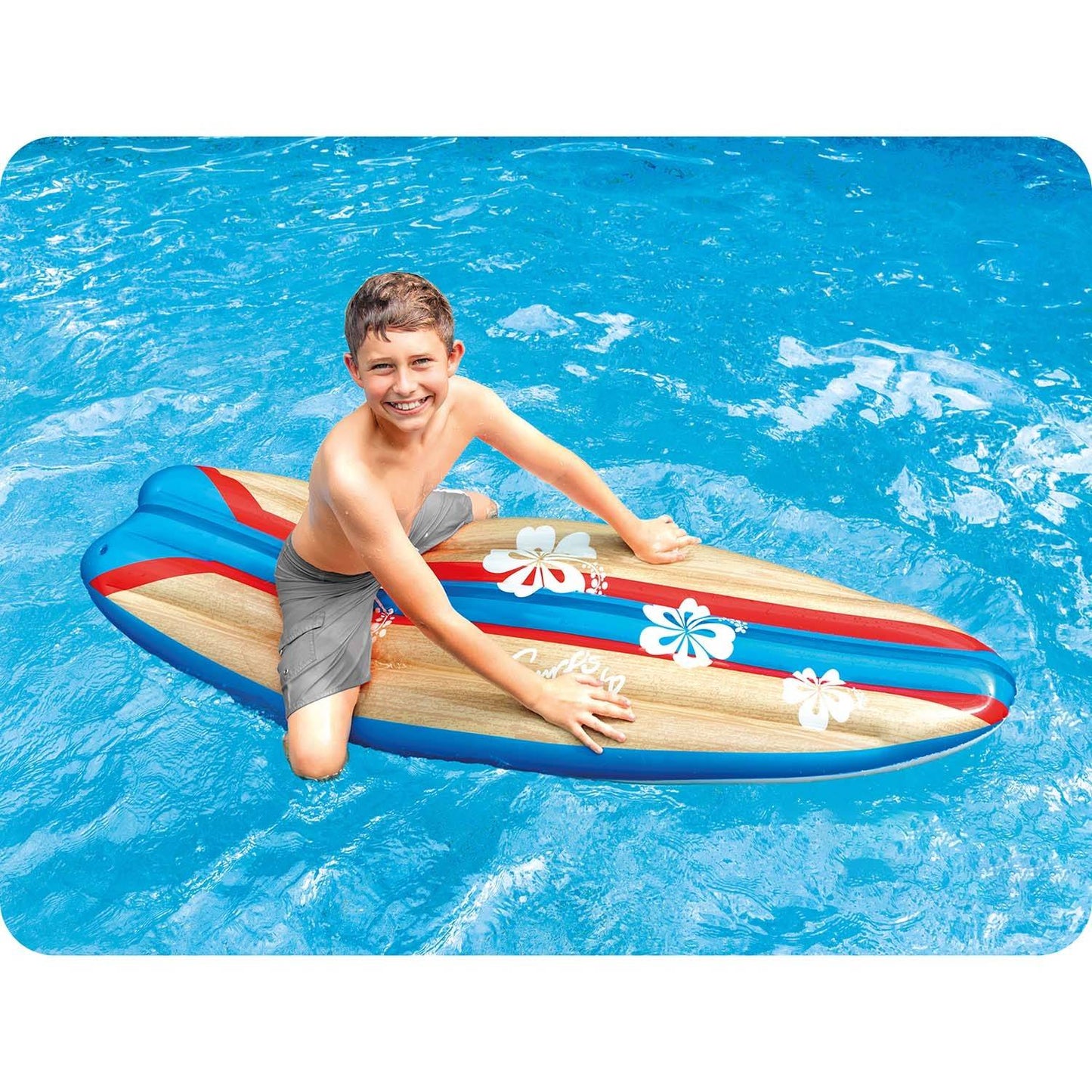 Inflatable swimming board 178 x 69 cm INTEX 58152 white and blue