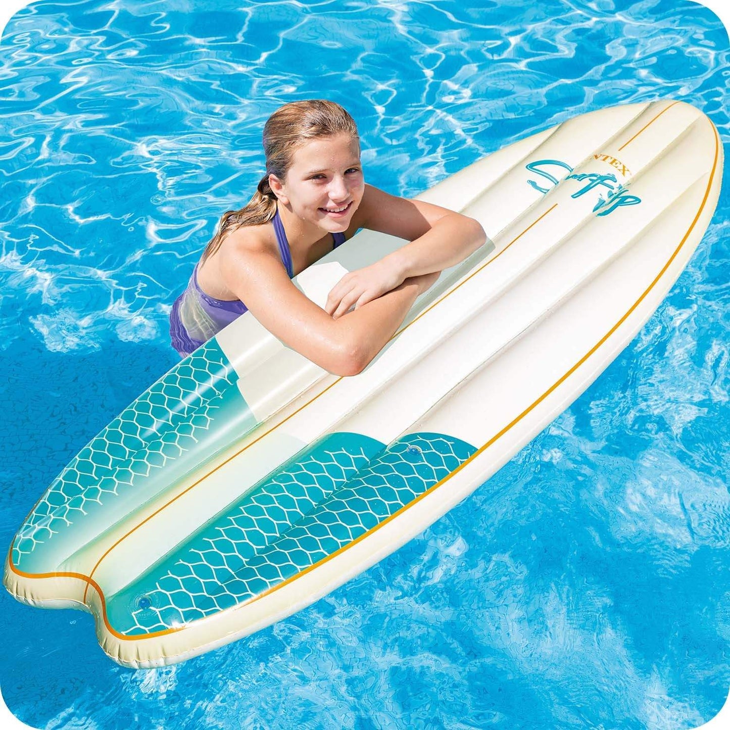 Inflatable swimming board 178 x 69 cm INTEX 58152 white and blue