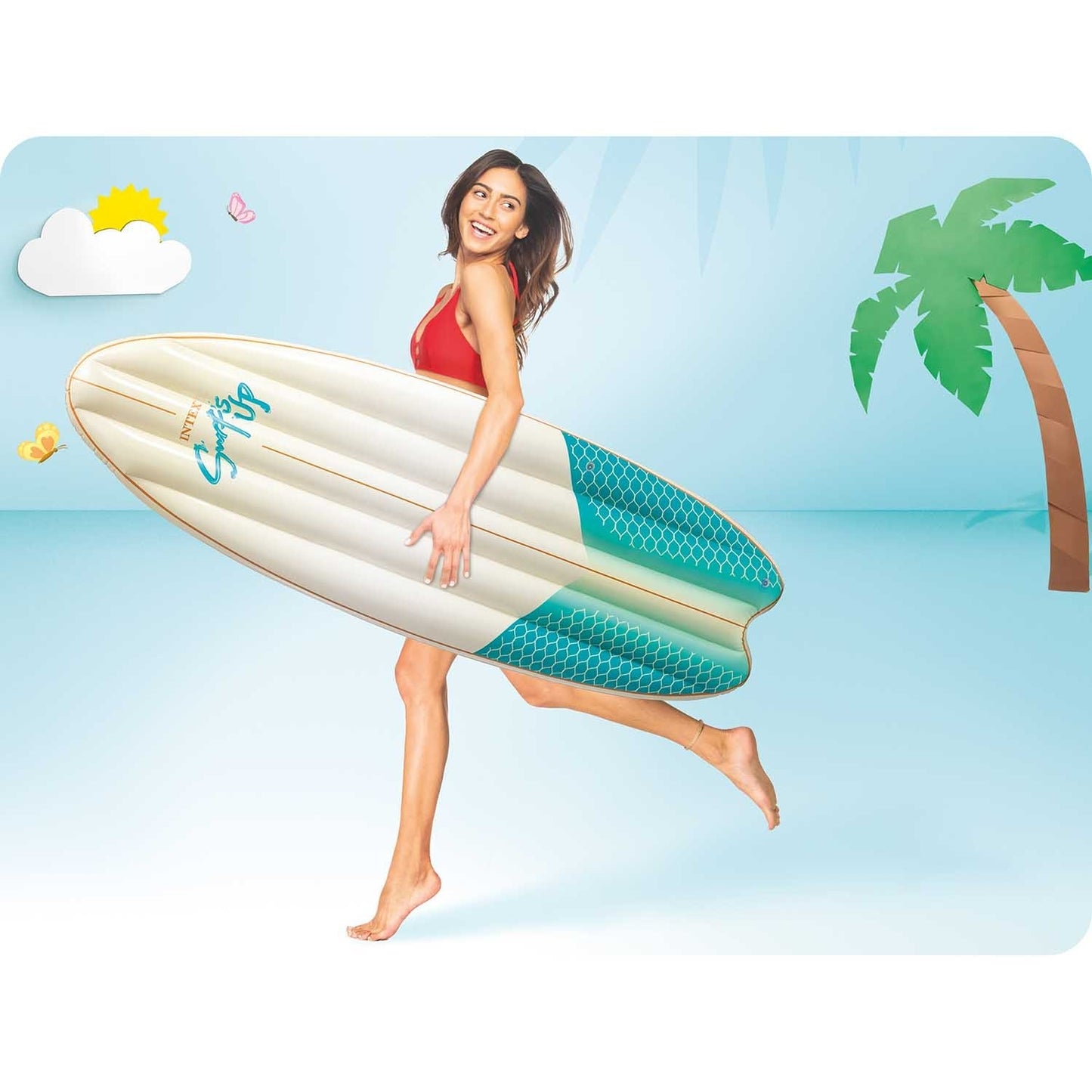 Inflatable swimming board 178 x 69 cm INTEX 58152 white and blue