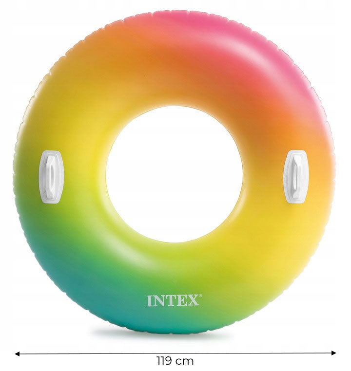 Inflatable swimming wheel rainbow 119cm INTEX