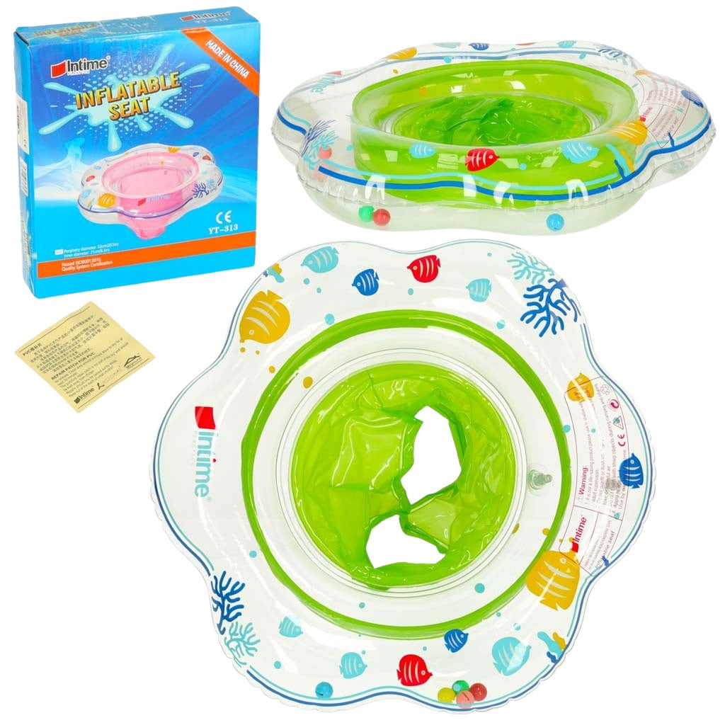 Inflatable wheel with seat for children green